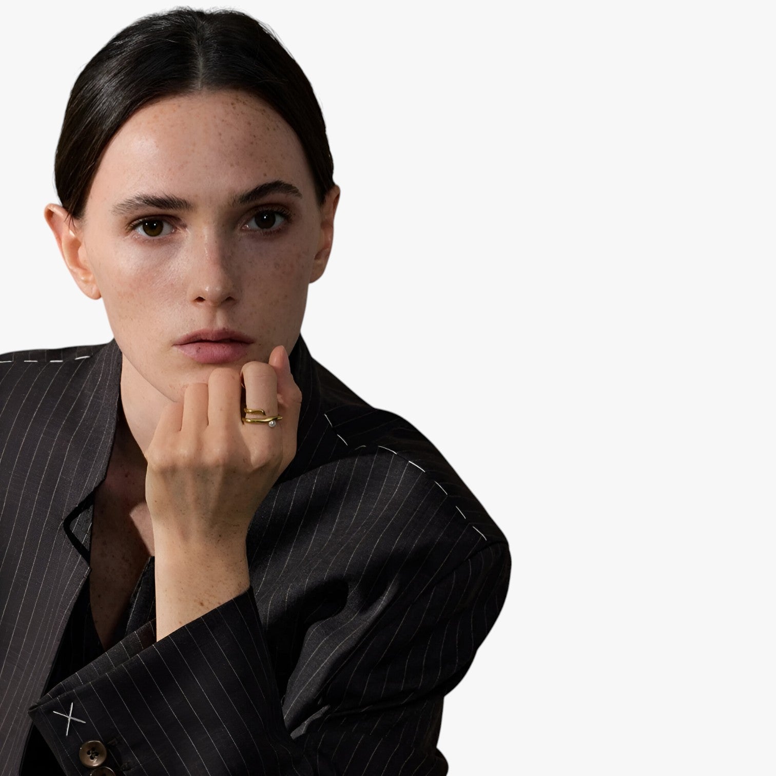 MariJoice | Ring i Stål med Perle – Tidløs Geometrisk Elegance - - other - {{ product_tags }