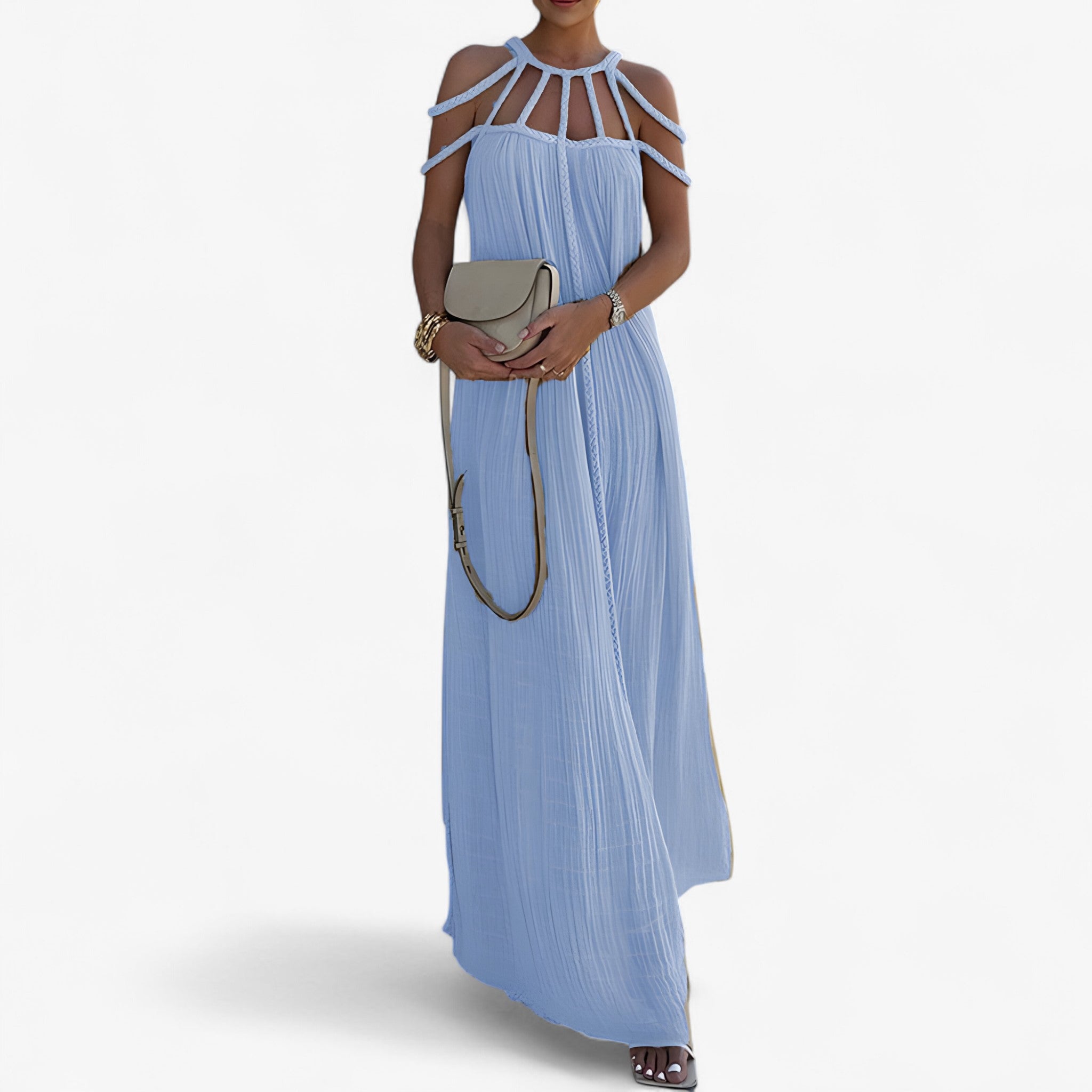Linette | Lang Kjole - Himmelblå One size (34-46) - women's fashion - {{ product_tags }