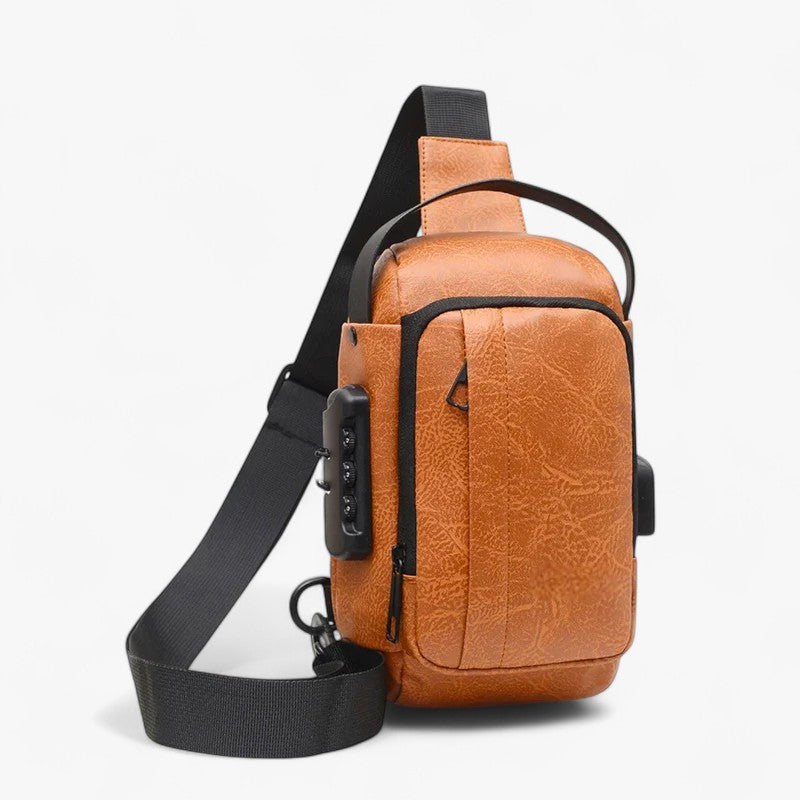 Yael | Herre Sling Bag med USB & Antidiefstal Slot – Stilfuld & Praktisk - lys brun - bags - {{ product_tags }