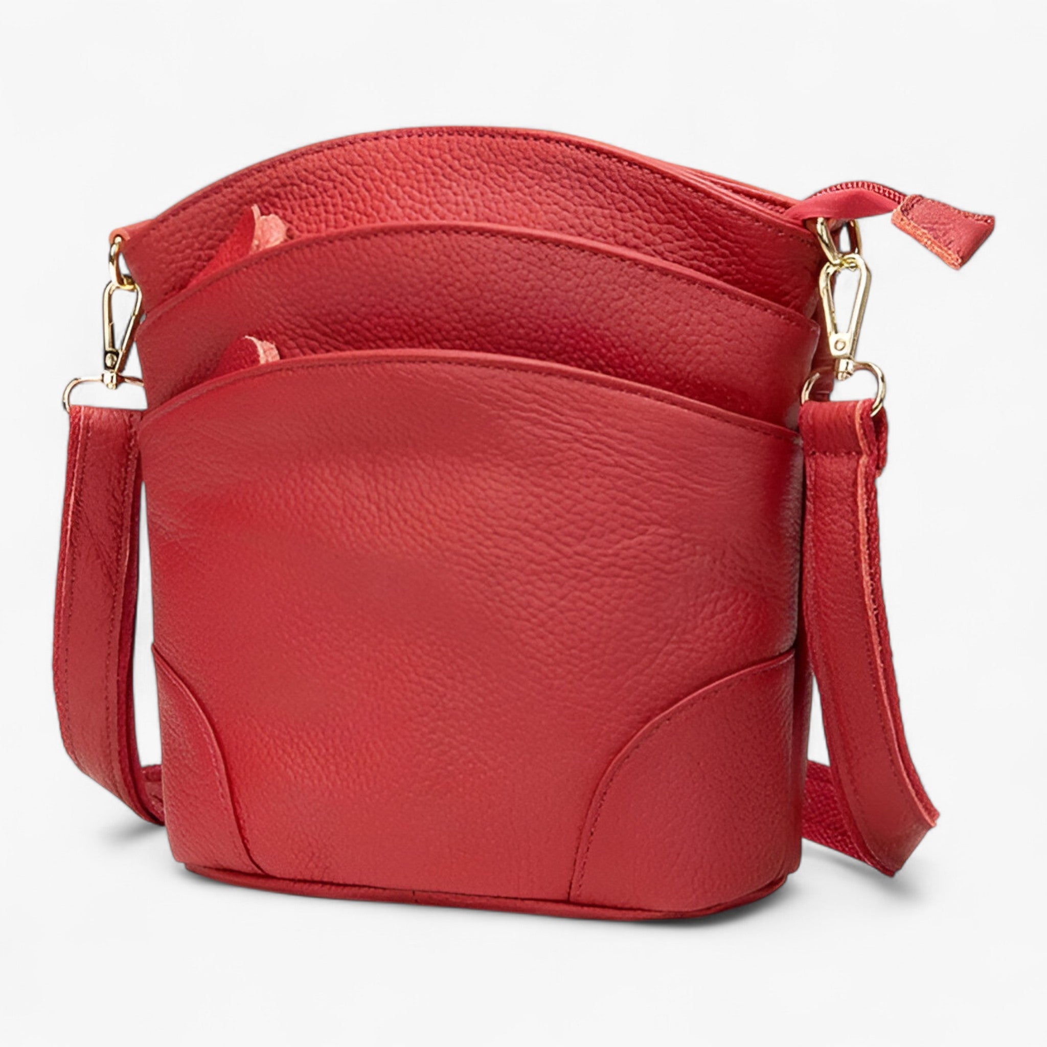 Echte Læder Crossbody Taske Dame - Rød - Kvinders håndtasker - {{ product_tags }