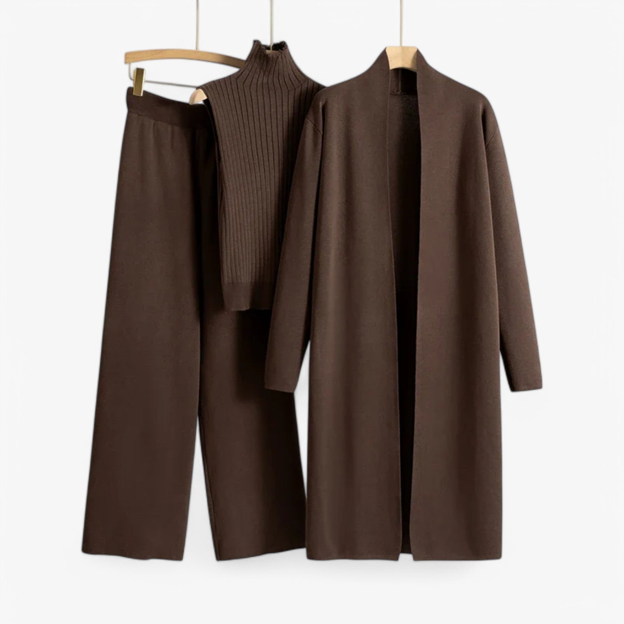 Ivy I Vintage Strikkesæt i 3 dele - Kaafe En størrelse - women's fashion - {{ product_tags }