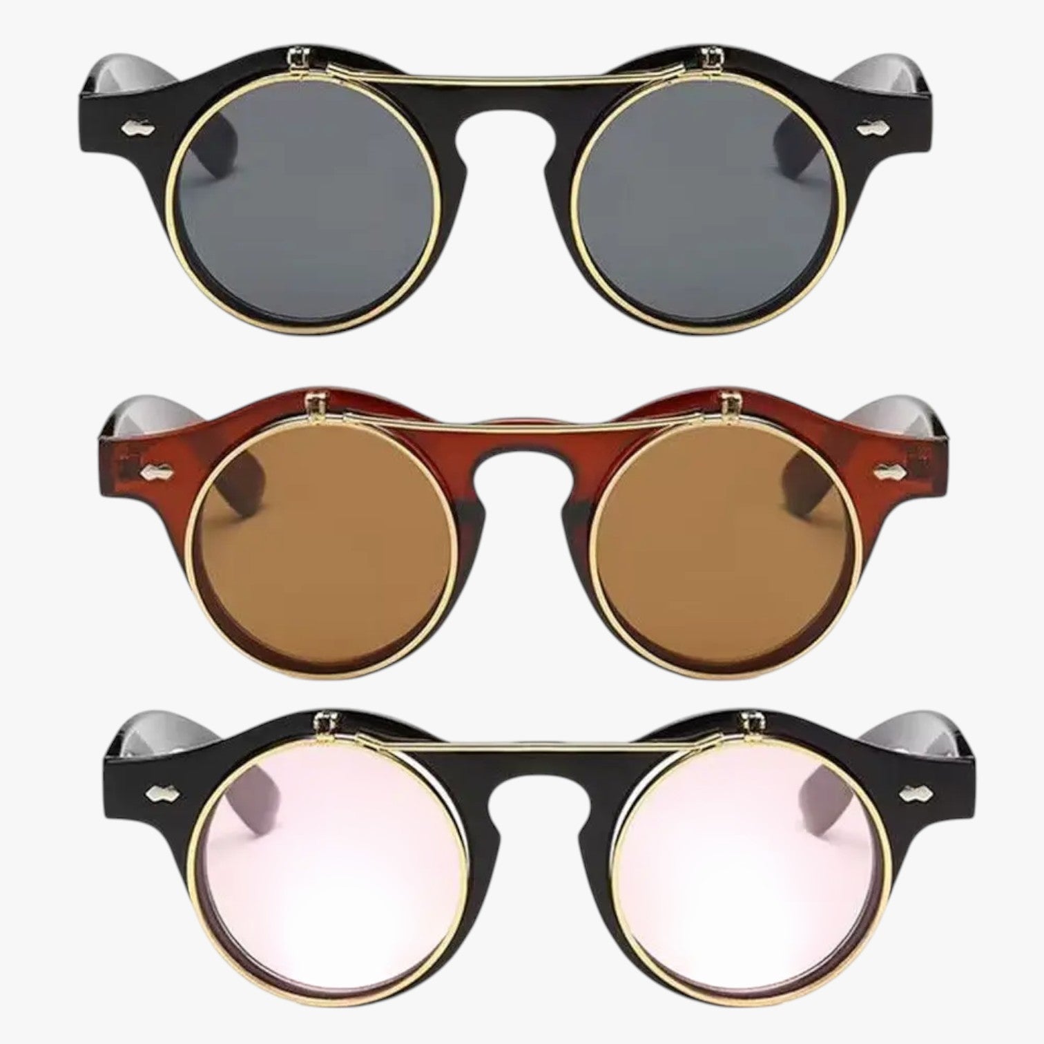 Zain | Retro unisex solbriller med dobbelt linse flip & UV-beskyttelse - - Zain | Retro unisex solbriller med dobbelt linse flip & UV-beskyttelse - €25 - {{ product_tags }