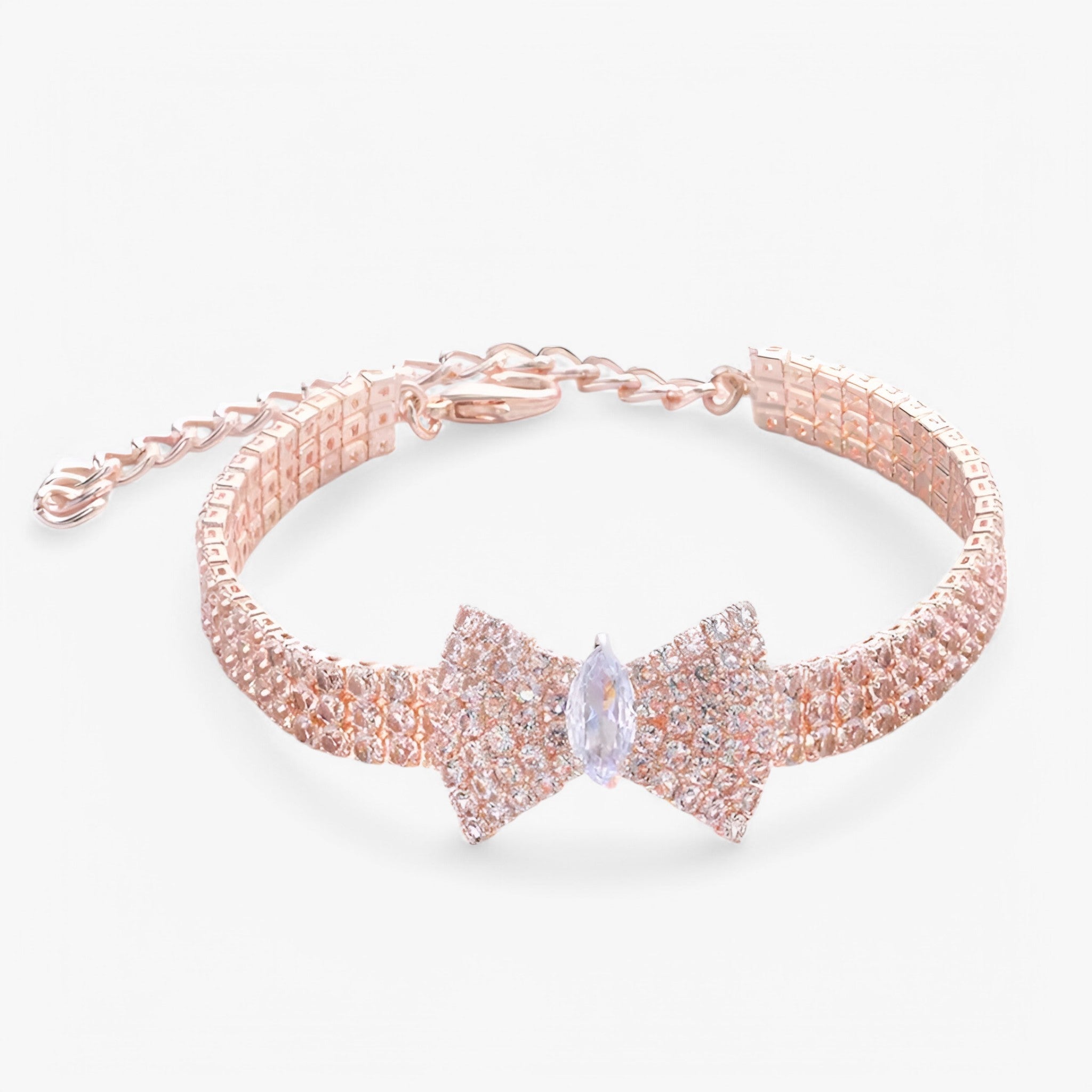 Bella | Bling kattehalsband med sløjfe og krystaller - rosaguld - other - {{ product_tags }