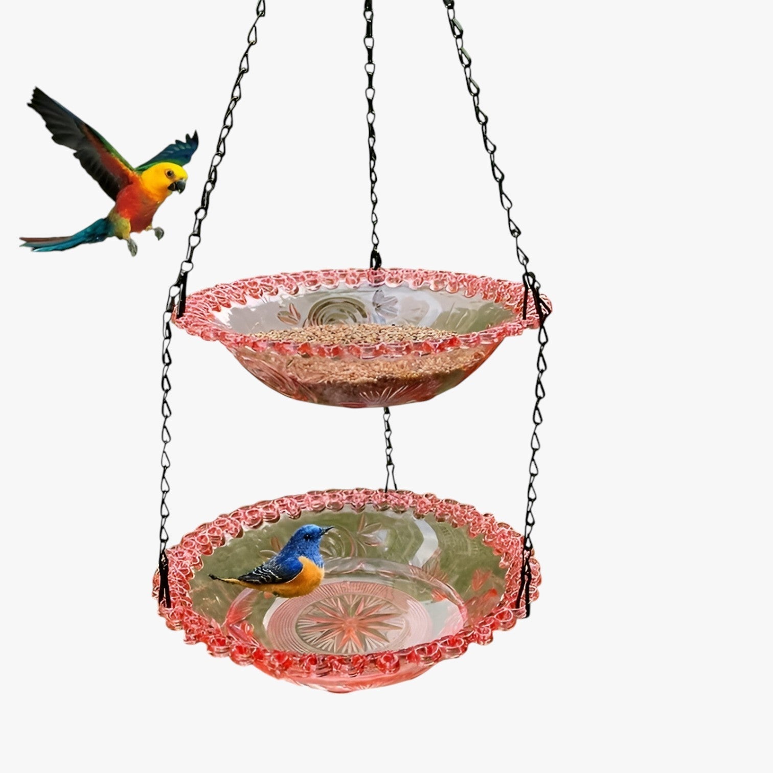 Jerico | 2-lags foderhus med fuglebad – Bæredygtig og dekorativ - Rosa - house & garden - {{ product_tags }
