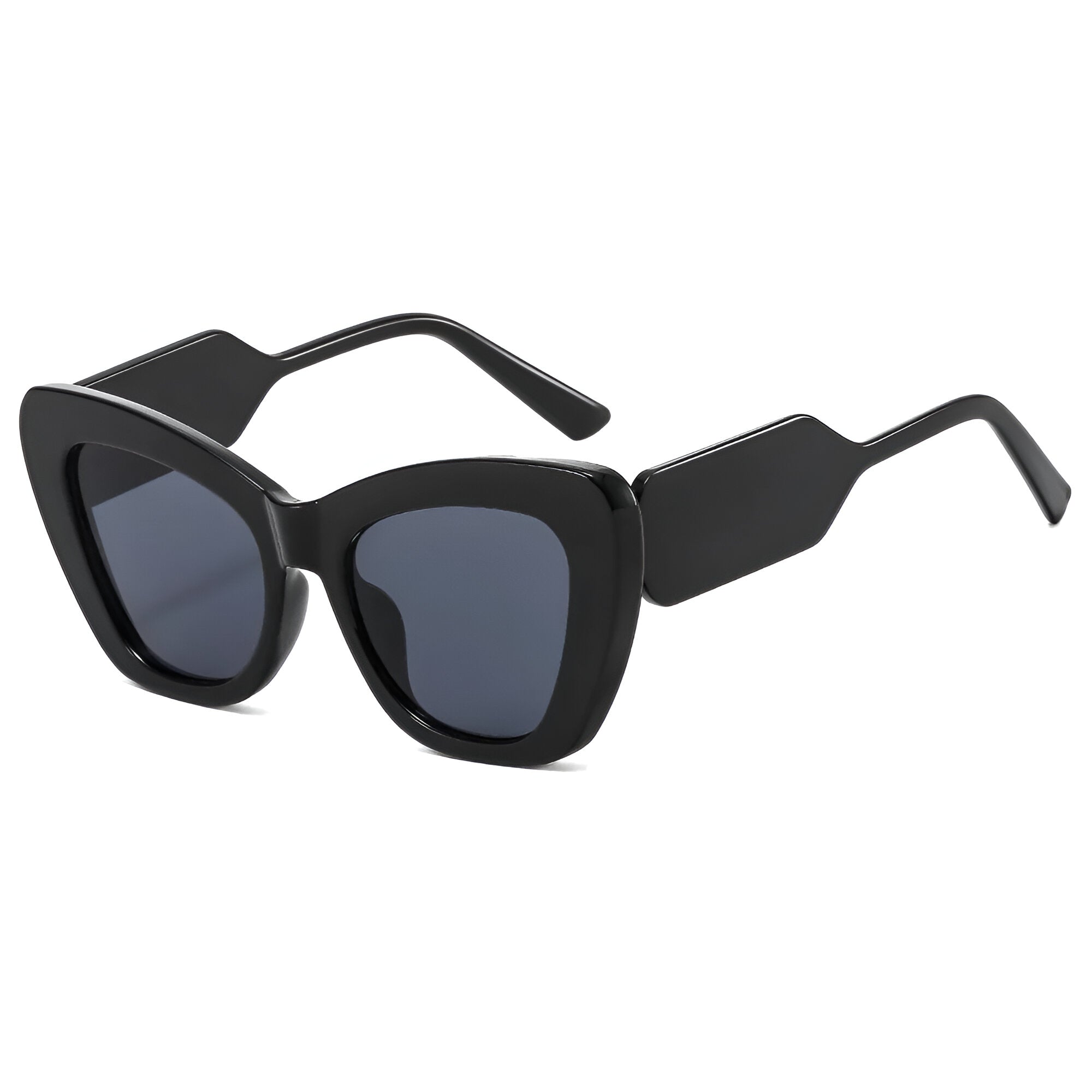 Melanie | Oversized katteøje solbriller med UV400 beskyttelse - sort sort som billede - women's fashion - {{ product_tags }