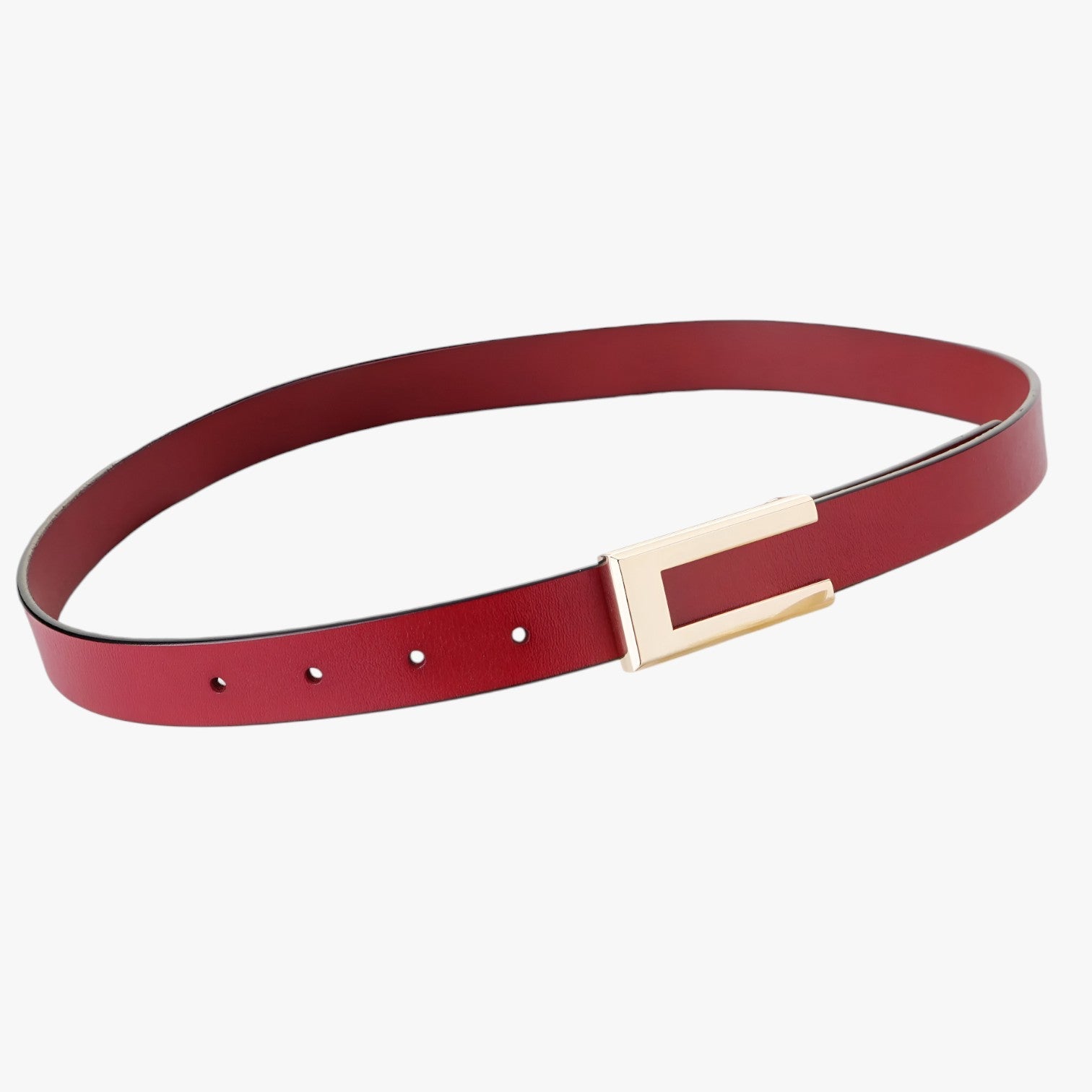 Blair | Kvindeliv i ægte høj kvalitet læder med gylden spænde, tynd bælte til kjoler - Rød 100cm Kina - women's fashion - {{ product_tags }