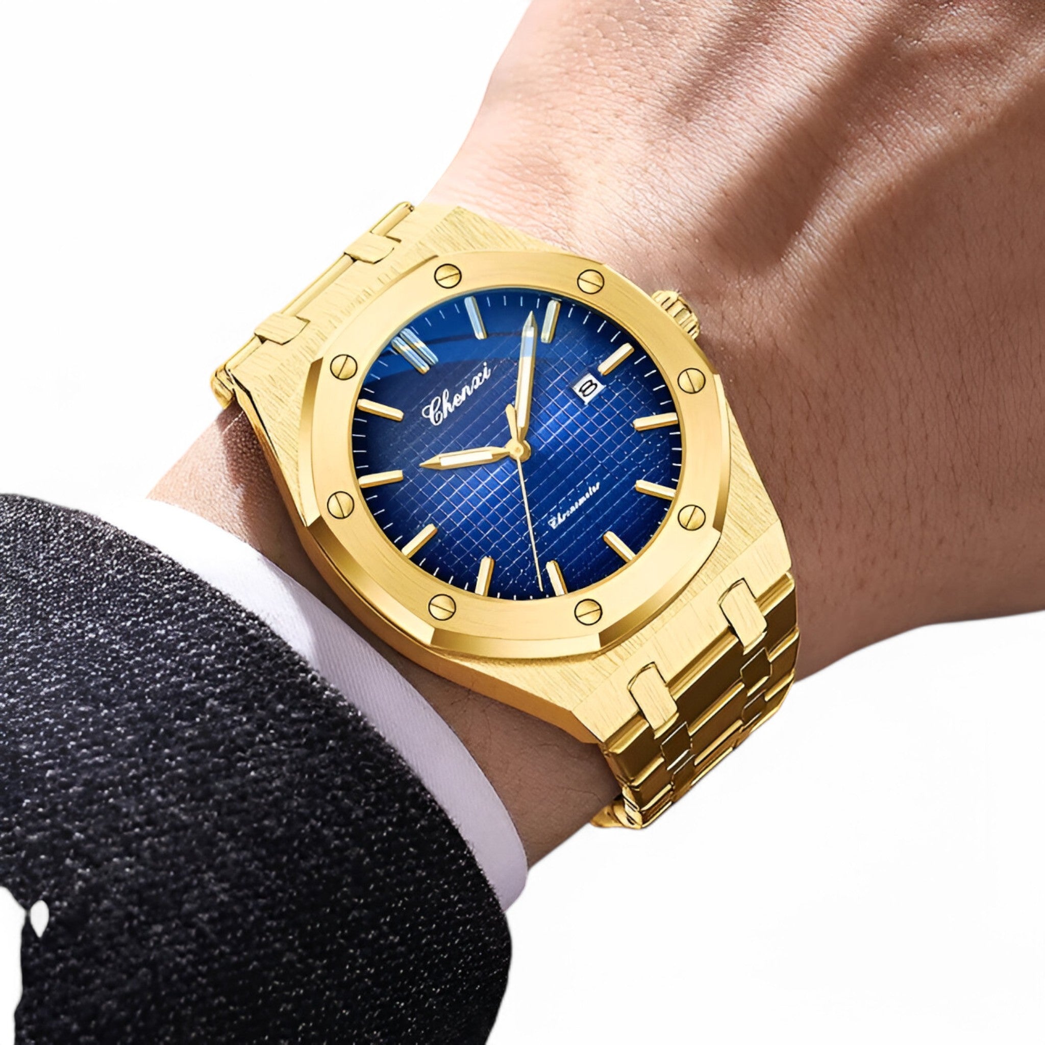 Caleb | Tidløst Elegant Guld Quartz Ur - - watches - {{ product_tags }