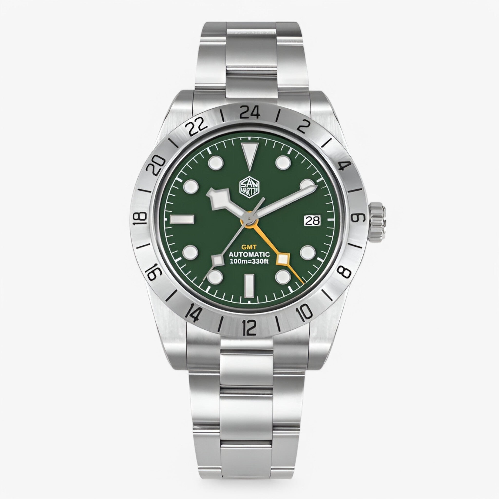 Anthony | Stilfuldt GMT Automatisk Sportsur i Stål - grøn - watches - {{ product_tags }