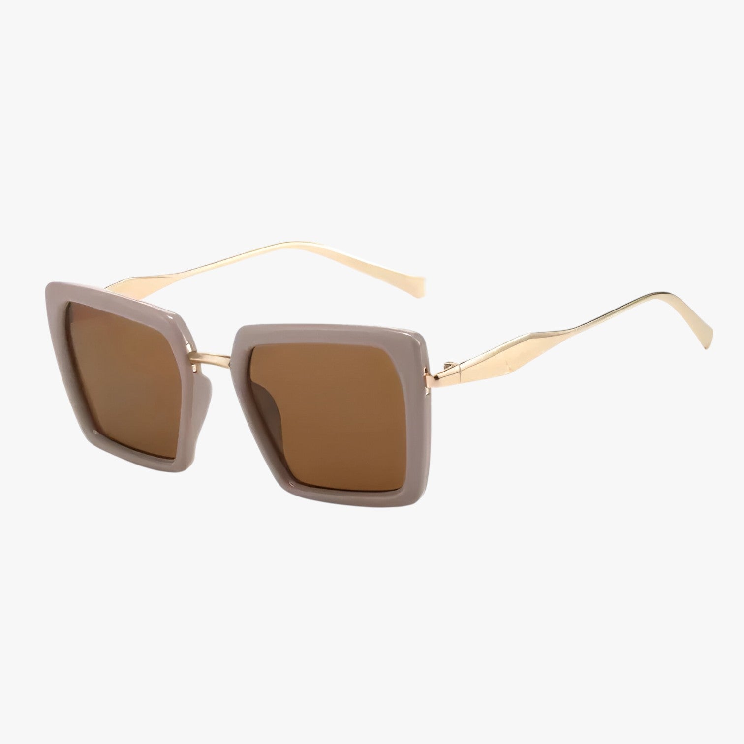 Riley | Vintage kvadratiske solbriller med mørkegrønne linser - kaffe - women's fashion - {{ product_tags }