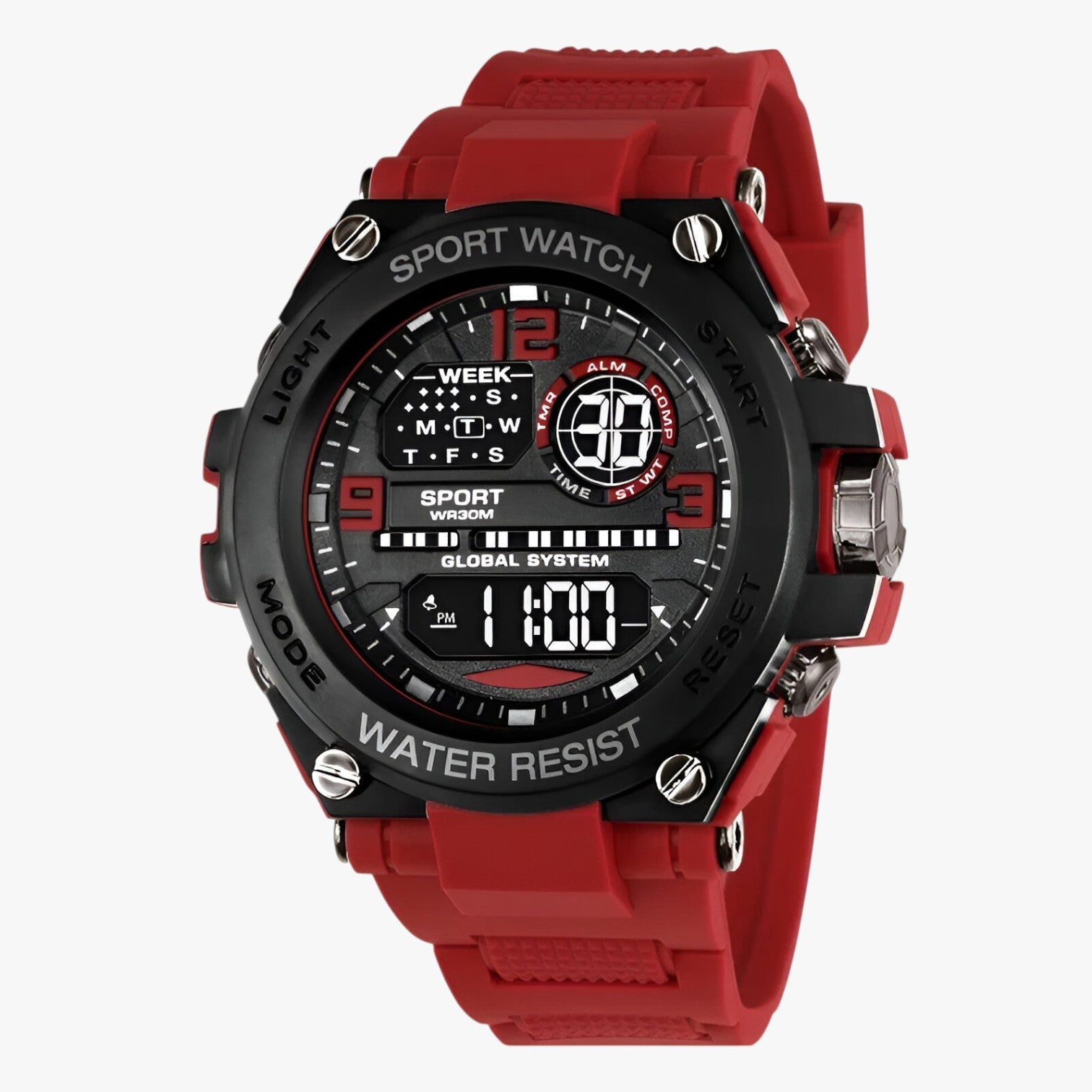 Kevin | Vandafvisende sportur med stødbeskyttelse - Rød - watches - {{ product_tags }