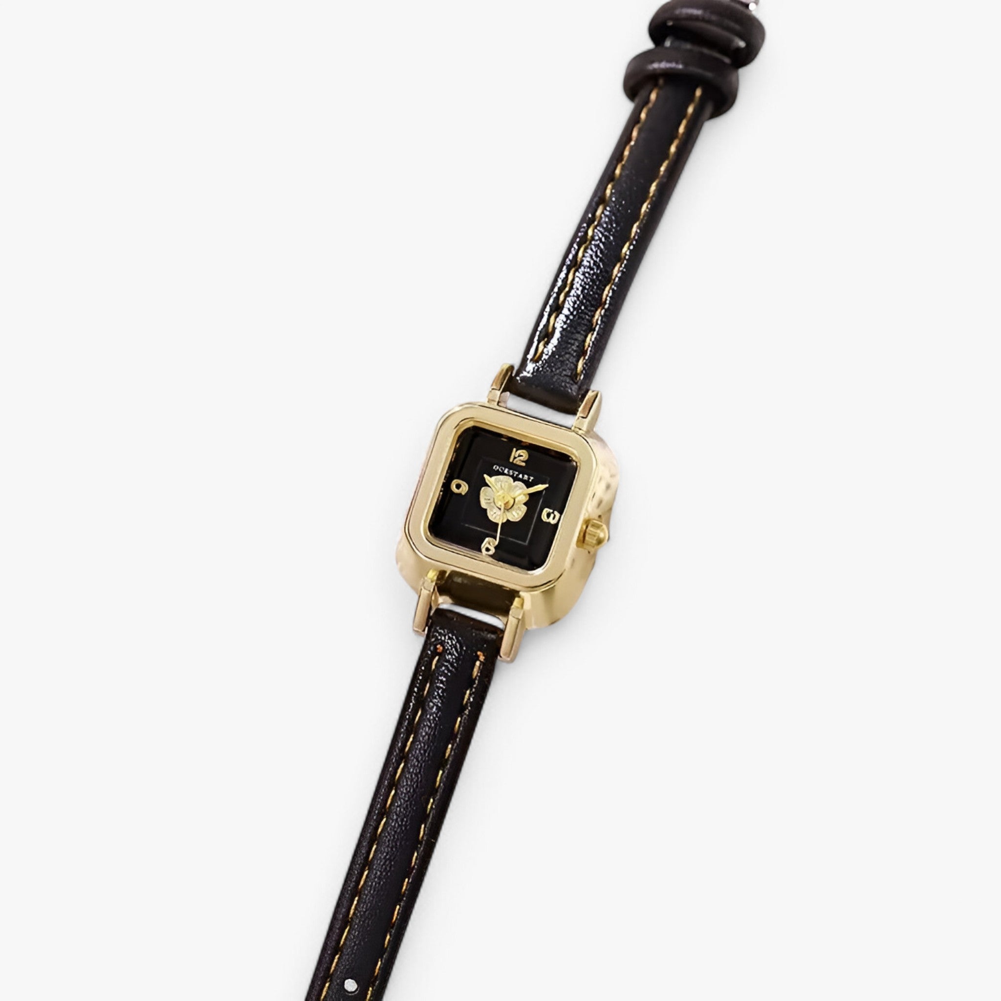 Carol | Dameur med blomster urskive og smal læderrem - - watches - {{ product_tags }