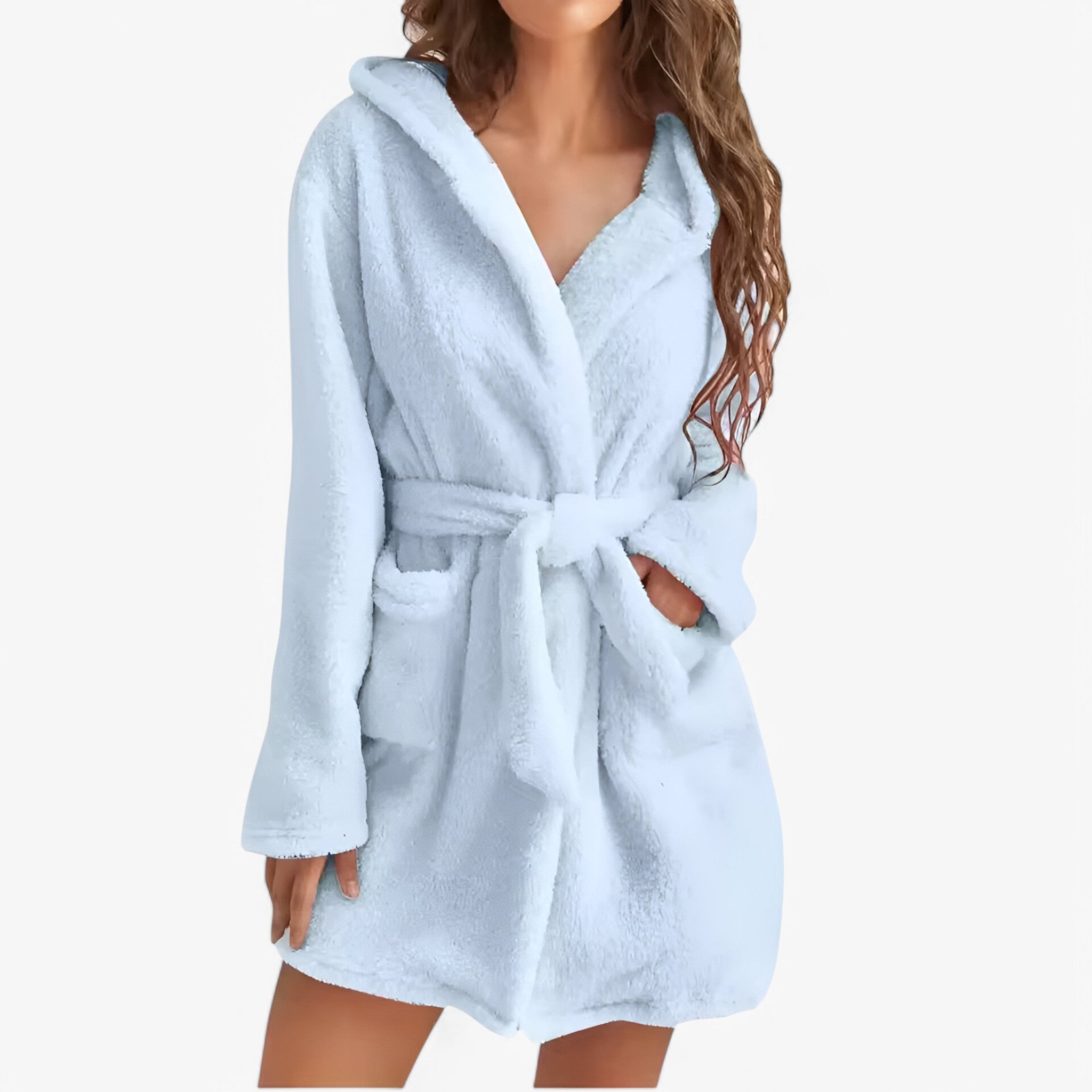 Freja | Varm og Fuzzy Hættebadekåbe - R20225Blå - women's fashion - {{ product_tags }