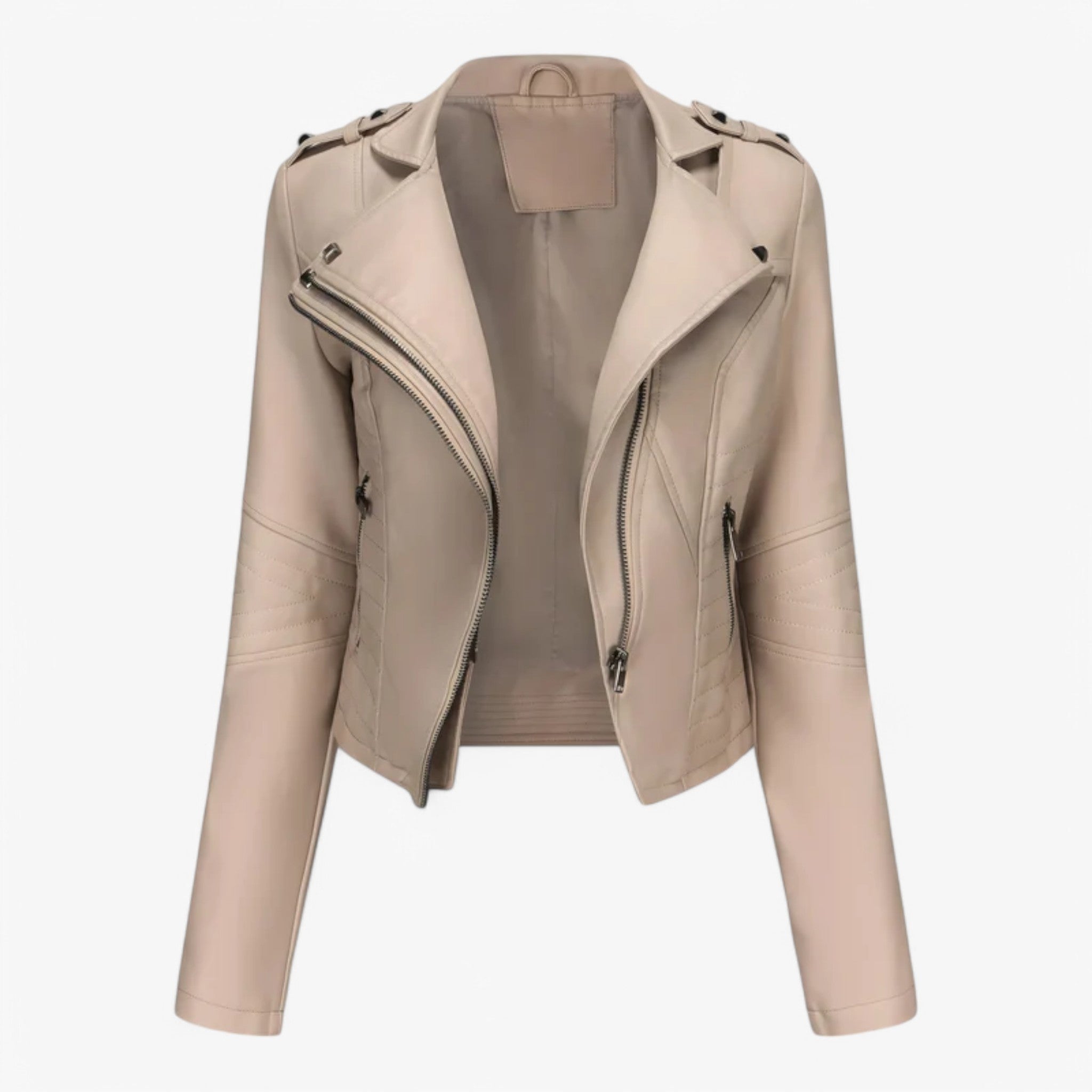 Emma | Kort skinnjakke - Hvid - women's fashion - {{ product_tags }