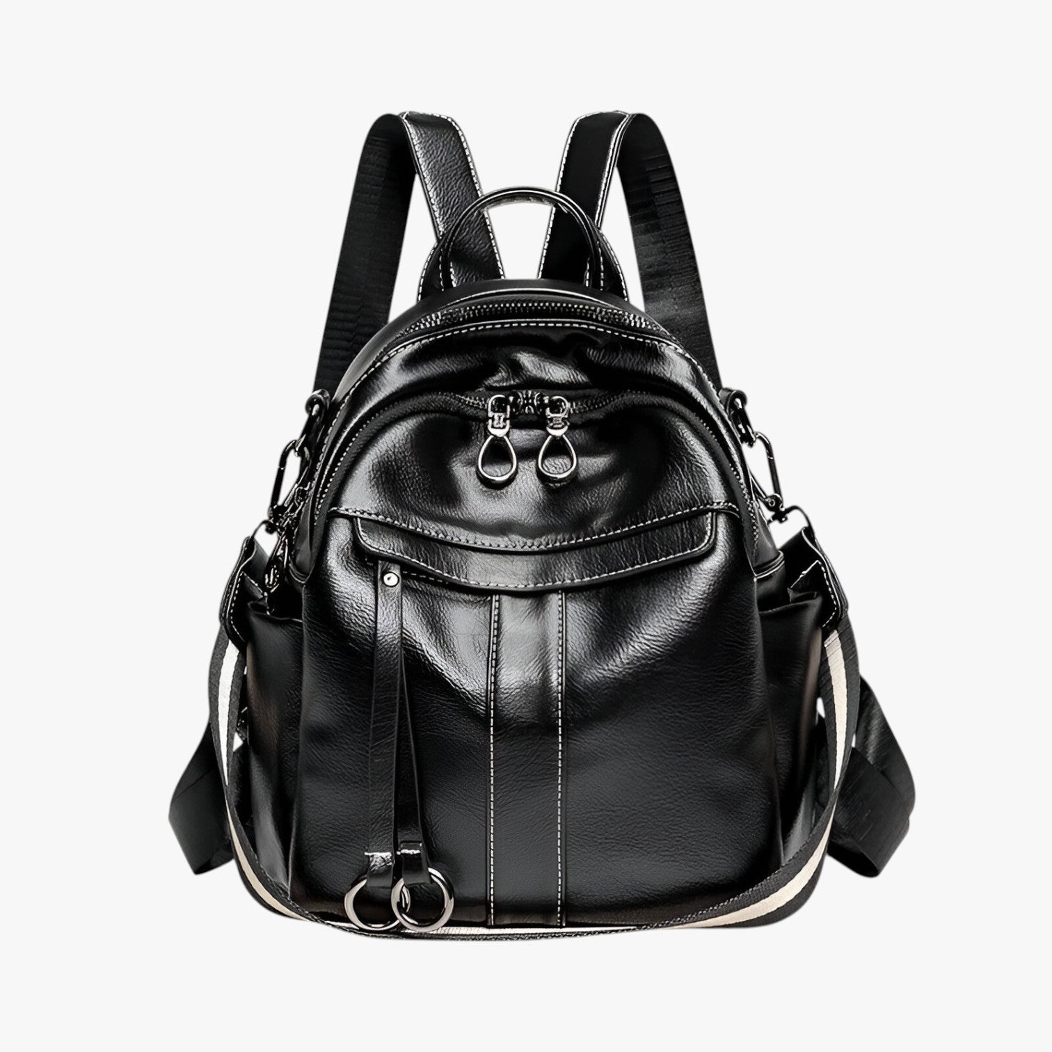 Savannah | Retro PU voksede læderrygsæk - C9855-Sort - bags - {{ product_tags }