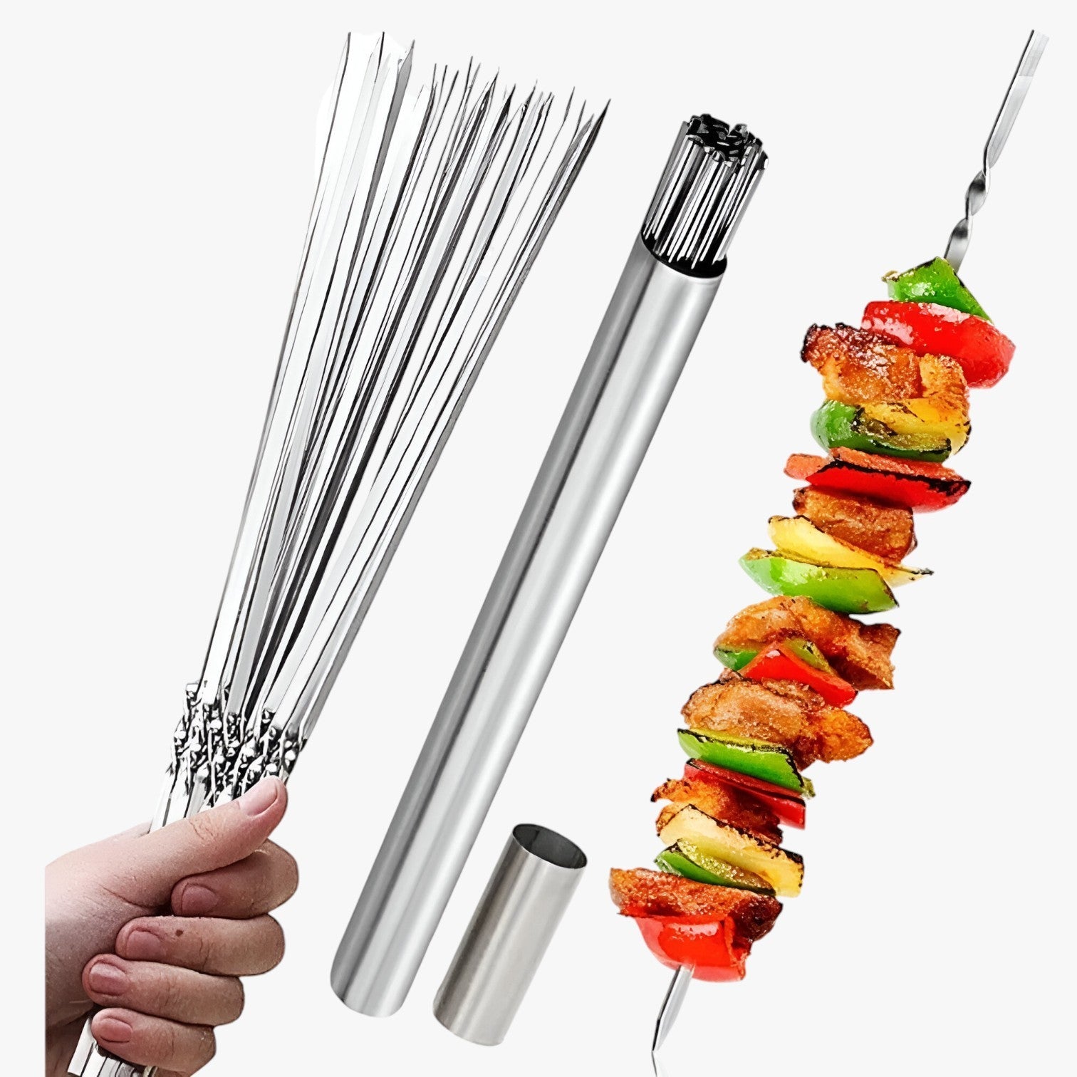 Gavin | 15 stk rustfrit stål BBQ-spidser – genanvendelige og perfekte til grillning - - Gavin | 15 stk rustfrit stål BBQ-spidser – genanvendelige og perfekte til grillning- €25 - {{ product_tags }