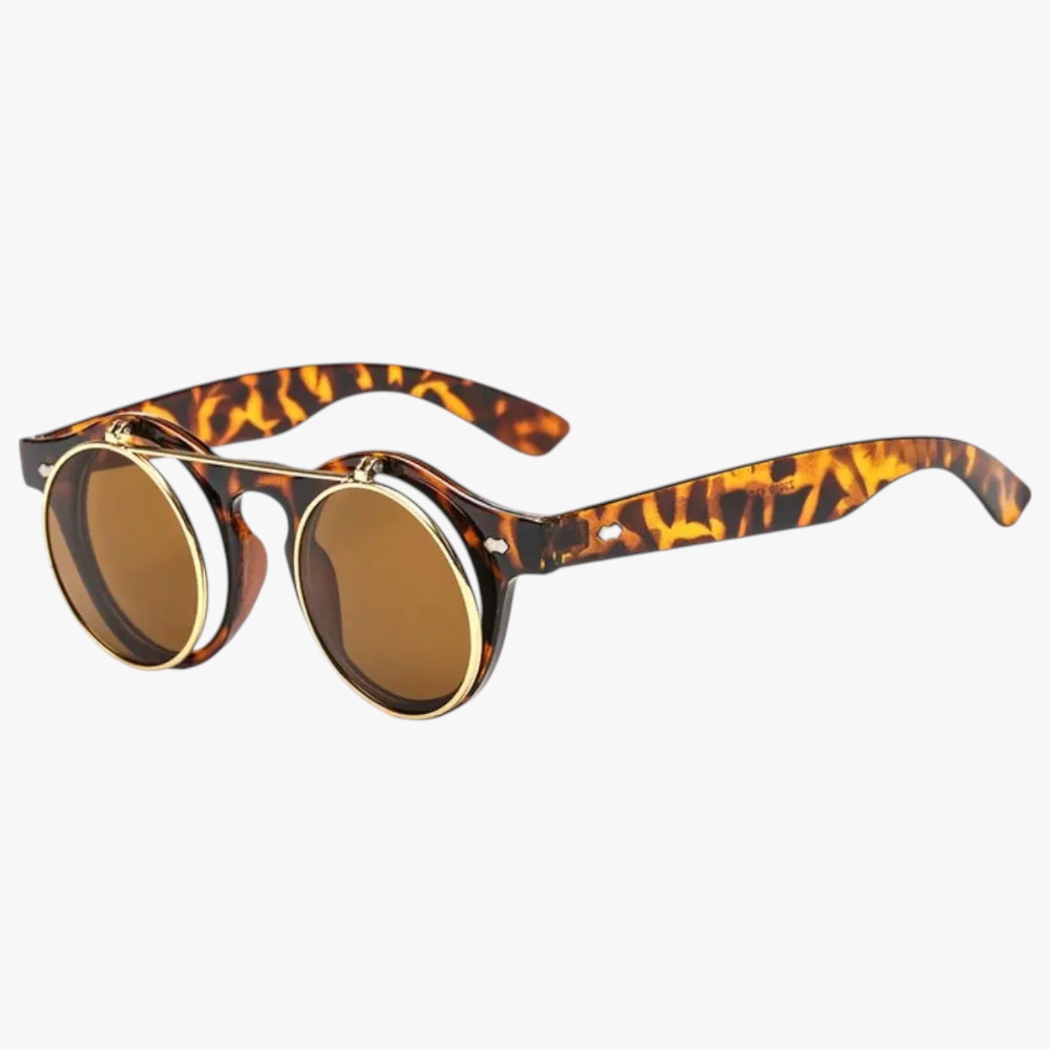 Zain | Retro unisex solbriller med dobbelt linse flip & UV-beskyttelse - løvetærsdruk - Zain | Retro unisex solbriller med dobbelt linse flip & UV-beskyttelse - €25 - {{ product_tags }