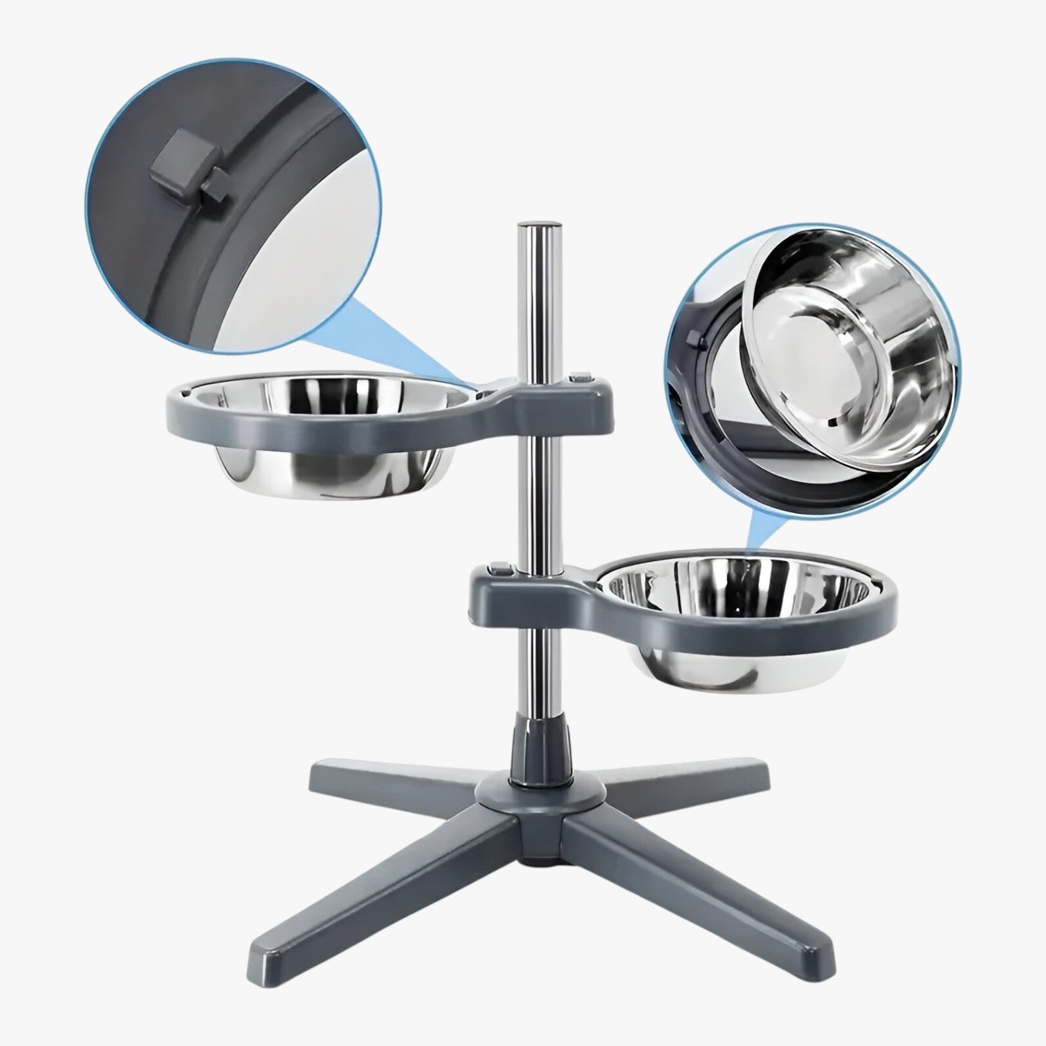 Zircon | Justerbar Hundemadskål med RVS Skåle Ergonomisk & Holdbar - - other - {{ product_tags }