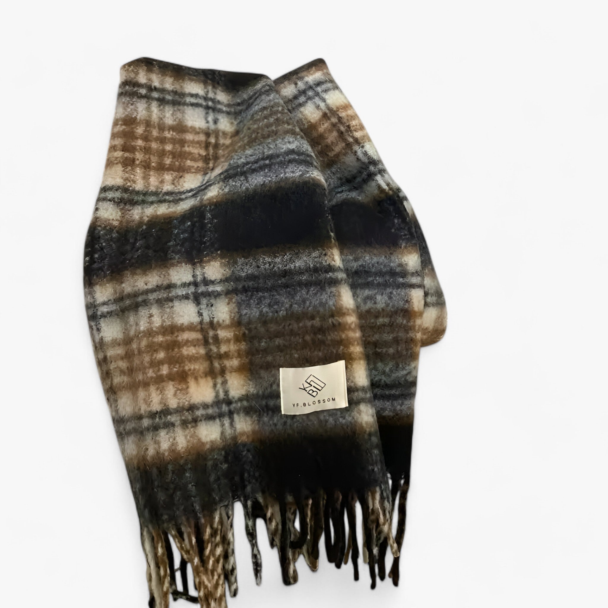 Liv | Varme Mohair Tjekket Sjal – Stilig & Komfortabel - Sortgrøn - winter - {{ product_tags }
