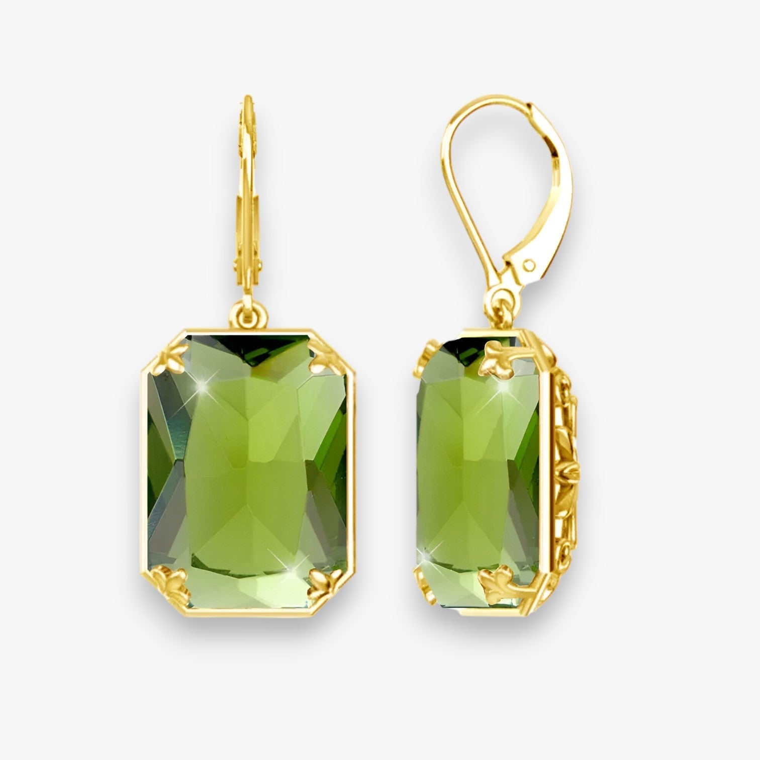 Amelia | Blå Topas Dangle Øreringe – Funklende Guld og Sølv - Peridot - women's fashion - {{ product_tags }