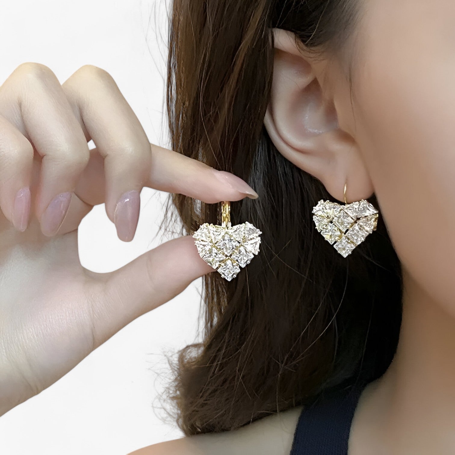 Amélie | Franske luksus hjerteøreringe med zirkonia - - women's fashion - {{ product_tags }