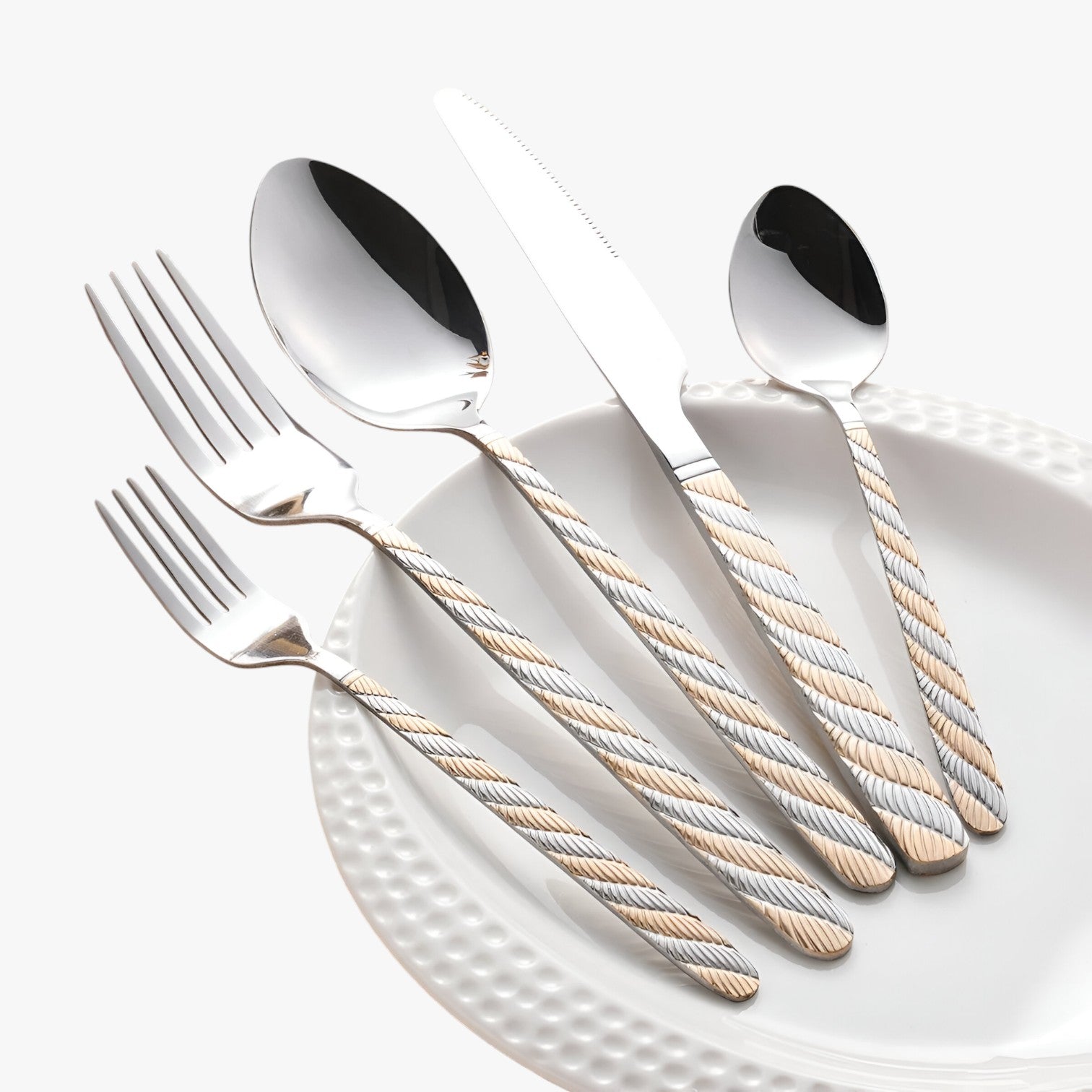 Haley | Sæt af vævede bestik i rustfrit stål - - house & garden - {{ product_tags }