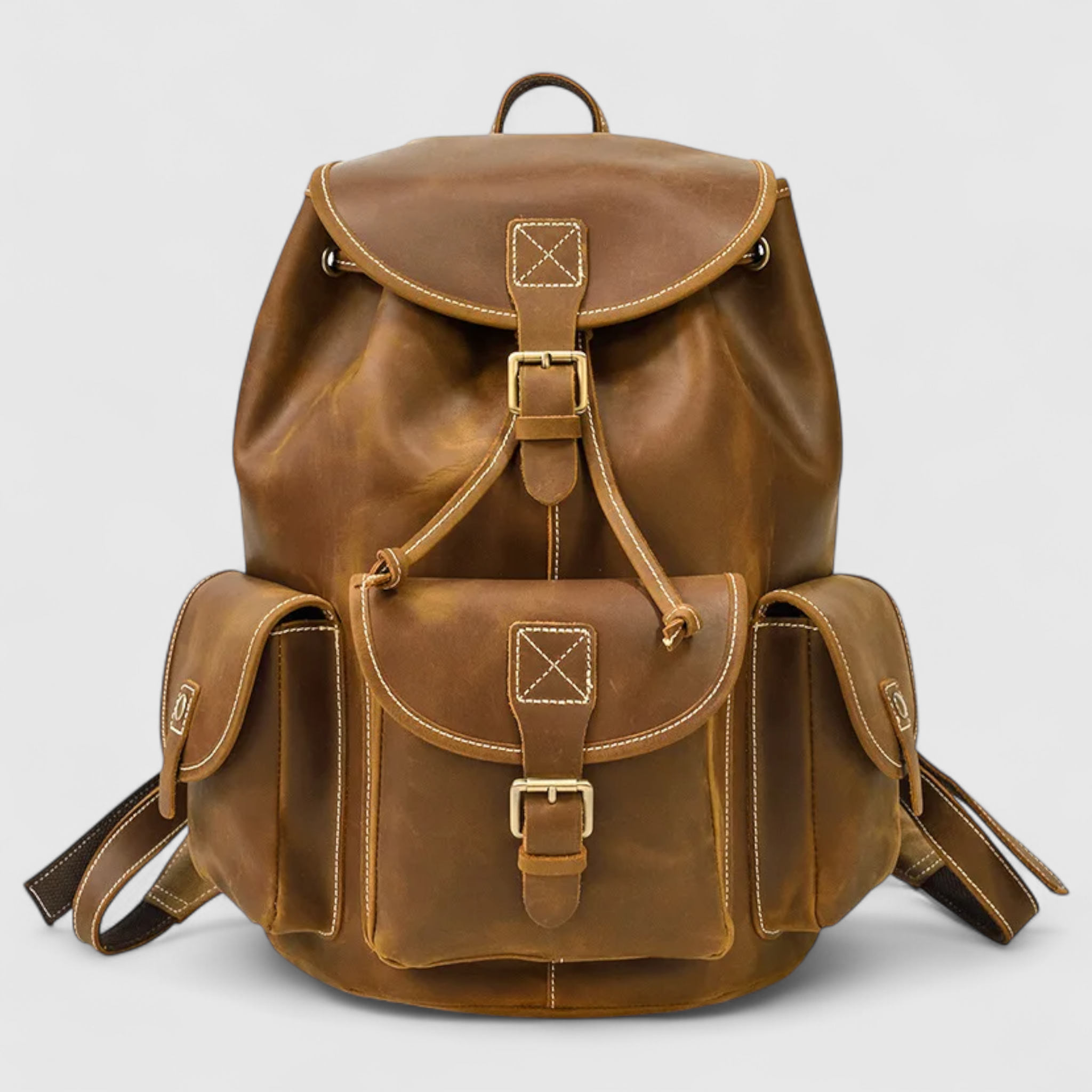 Kingston| Rygsæk i garvet læder - Brun - bags - {{ product_tags }