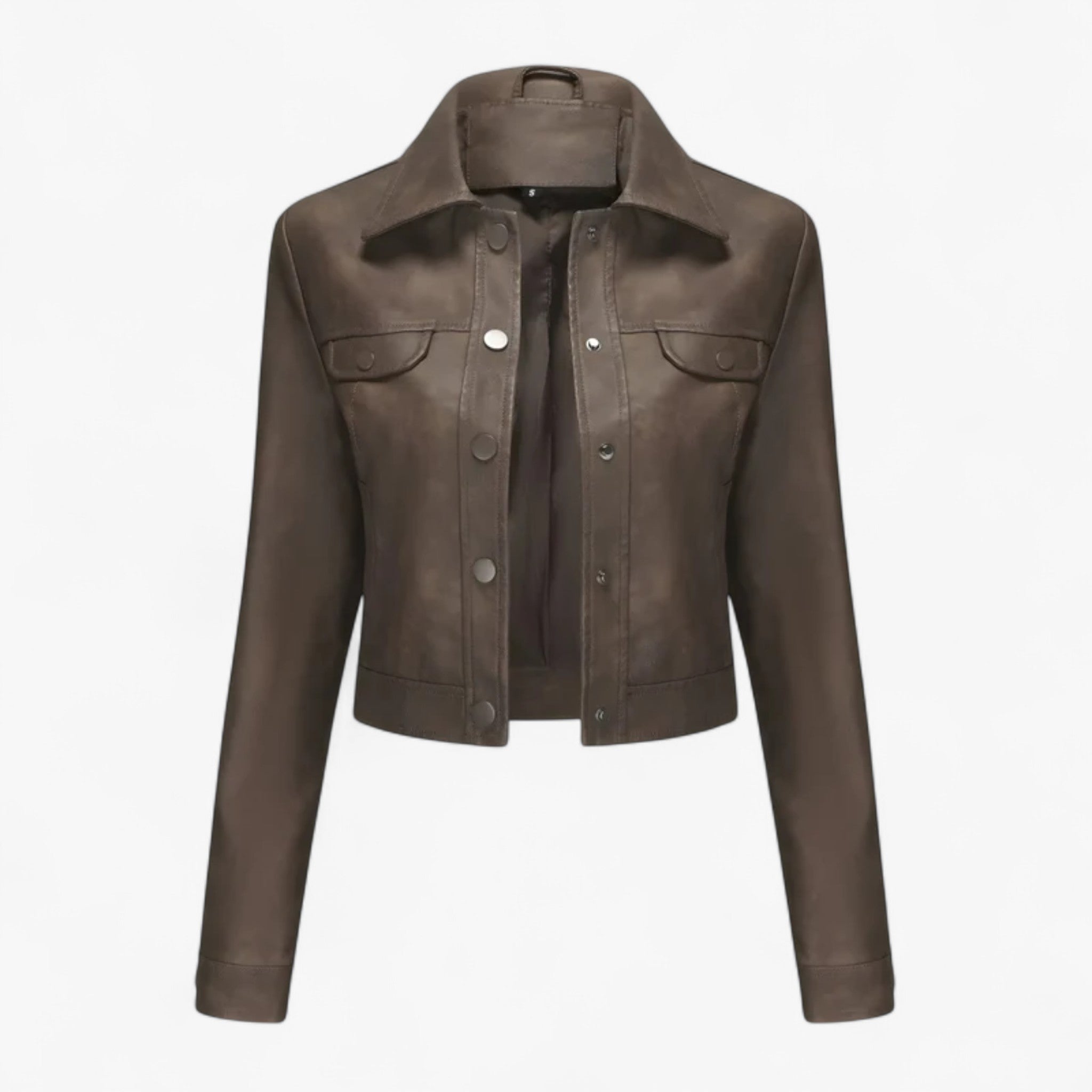 Elma | Smal læderjakke til kvinder - Khaki - women's fashion - {{ product_tags }
