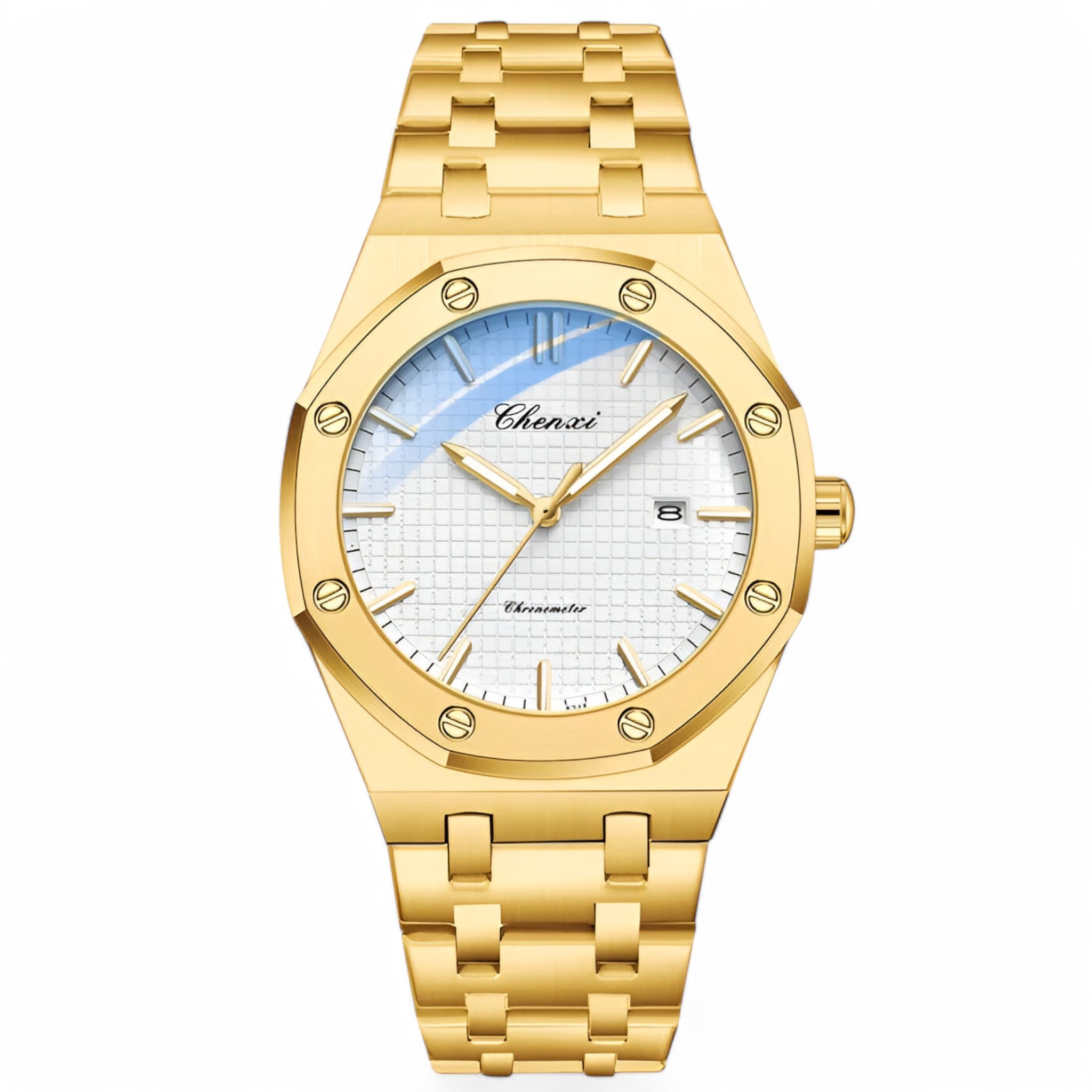 Caleb | Tidløst Elegant Guld Quartz Ur - Guld Hvid - watches - {{ product_tags }