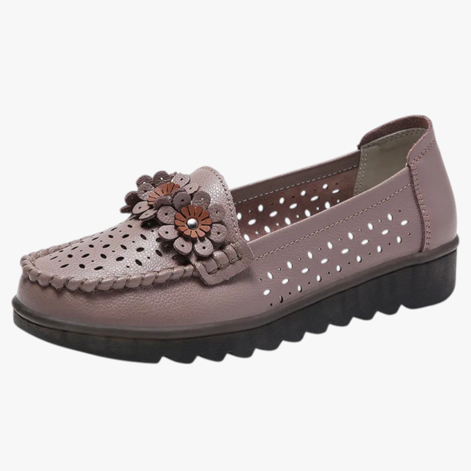 Annie | Læder sommersko - Komfort og friskhed med elegante blomsterdetaljer - brun - Annie | Læder sommersko - Komfort og friskhed med elegante blomsterdetaljer - €25 - {{ product_tags }