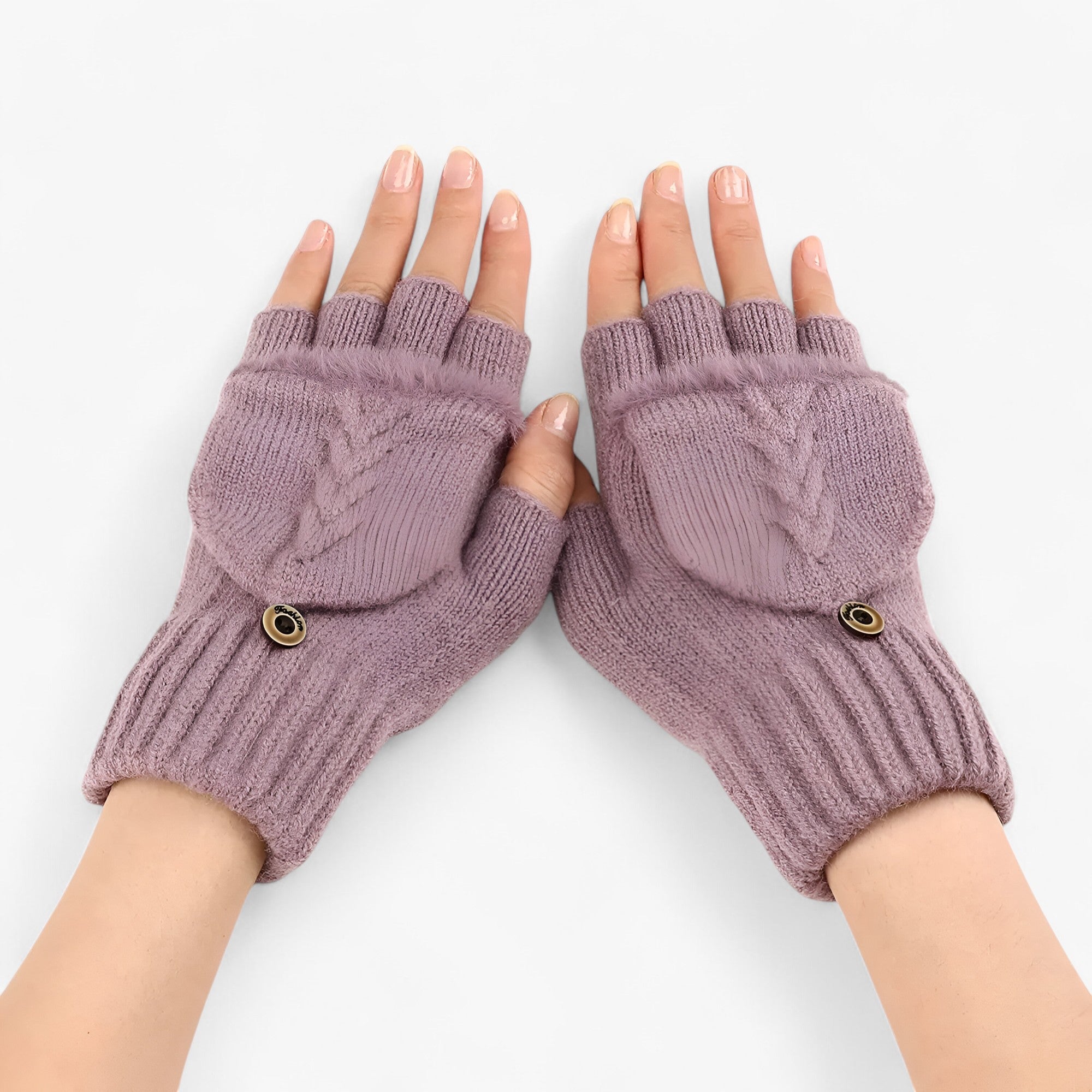 Harper | Dicka omvikta strikkede handsker til damer - til koldt vejr - Violet Én størrelse - winter - {{ product_tags }