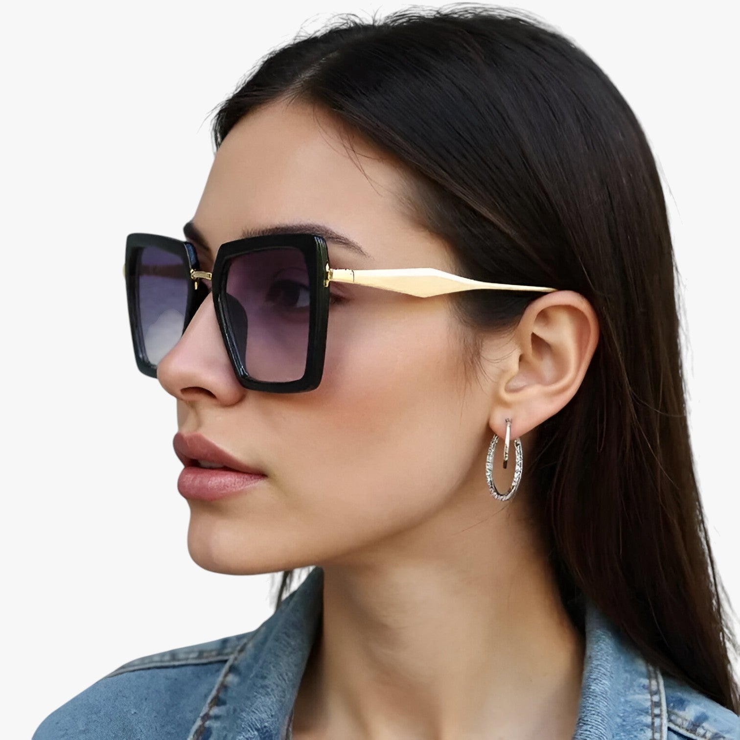 Riley | Vintage kvadratiske solbriller med mørkegrønne linser - - women's fashion - {{ product_tags }