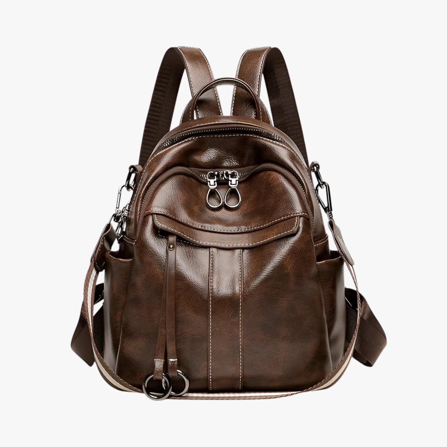 Savannah | Retro PU voksede læderrygsæk - C9855-Kaffe - bags - {{ product_tags }
