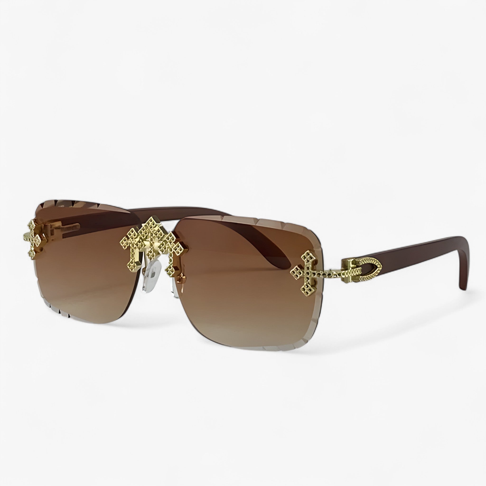 Finne | Steampunk-stil uindfattede solbriller - Dobbelt brun - women's fashion - {{ product_tags }
