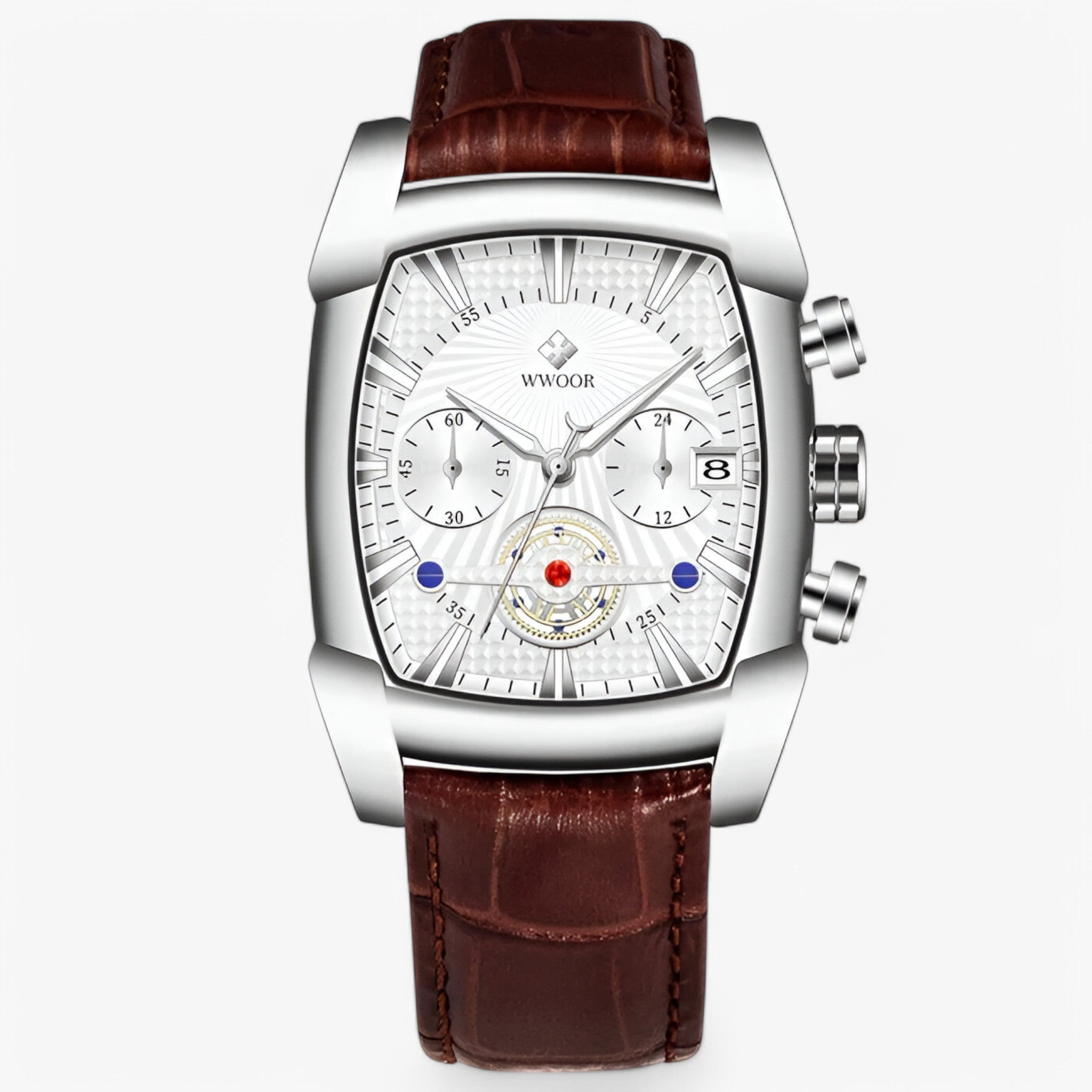 Dante | Luksus sportsur i læder - Sølv hvid - watches - {{ product_tags }
