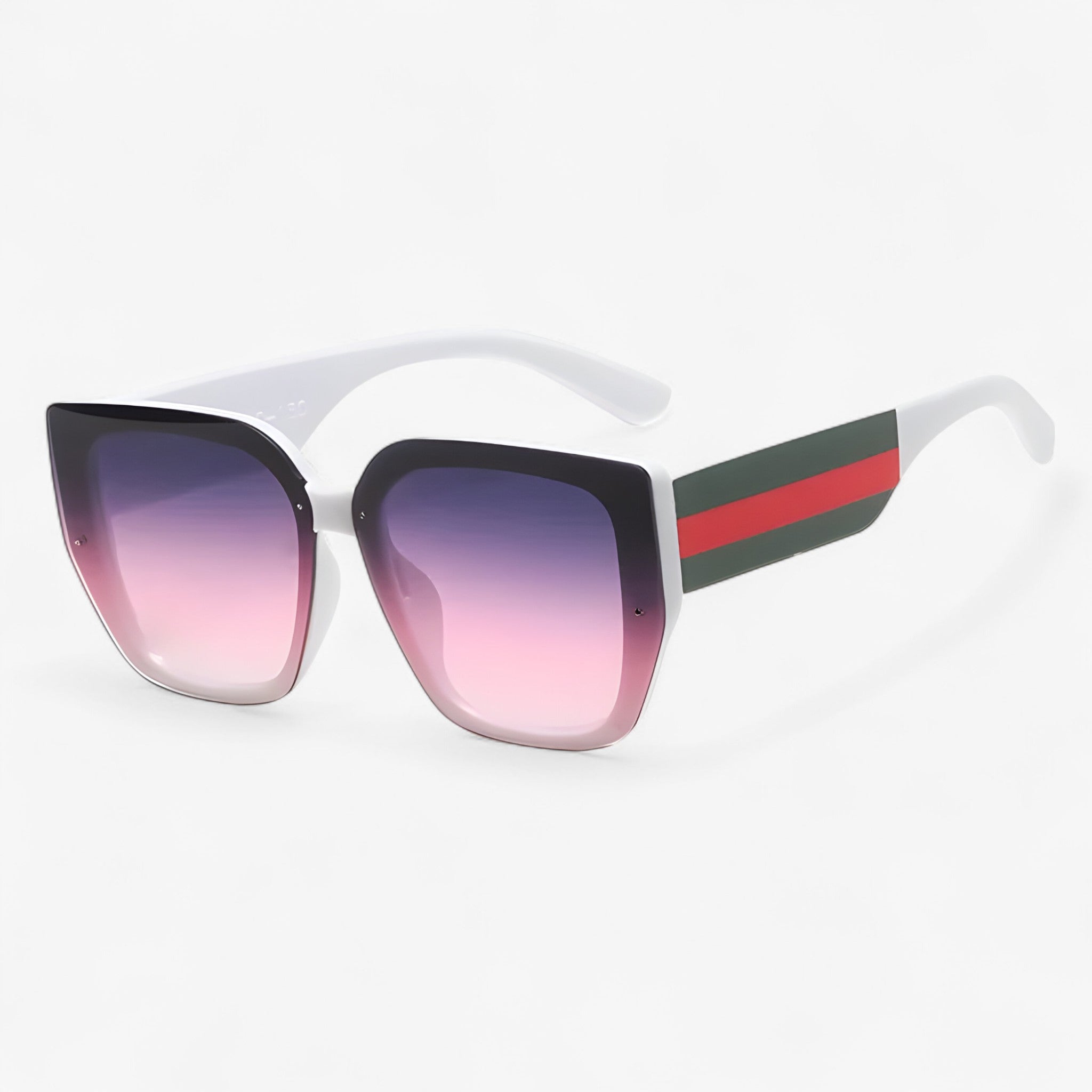 Roco | Multi-farvet polygonal retro-solbrille til damer - Hvid Lyserød - women's fashion - {{ product_tags }