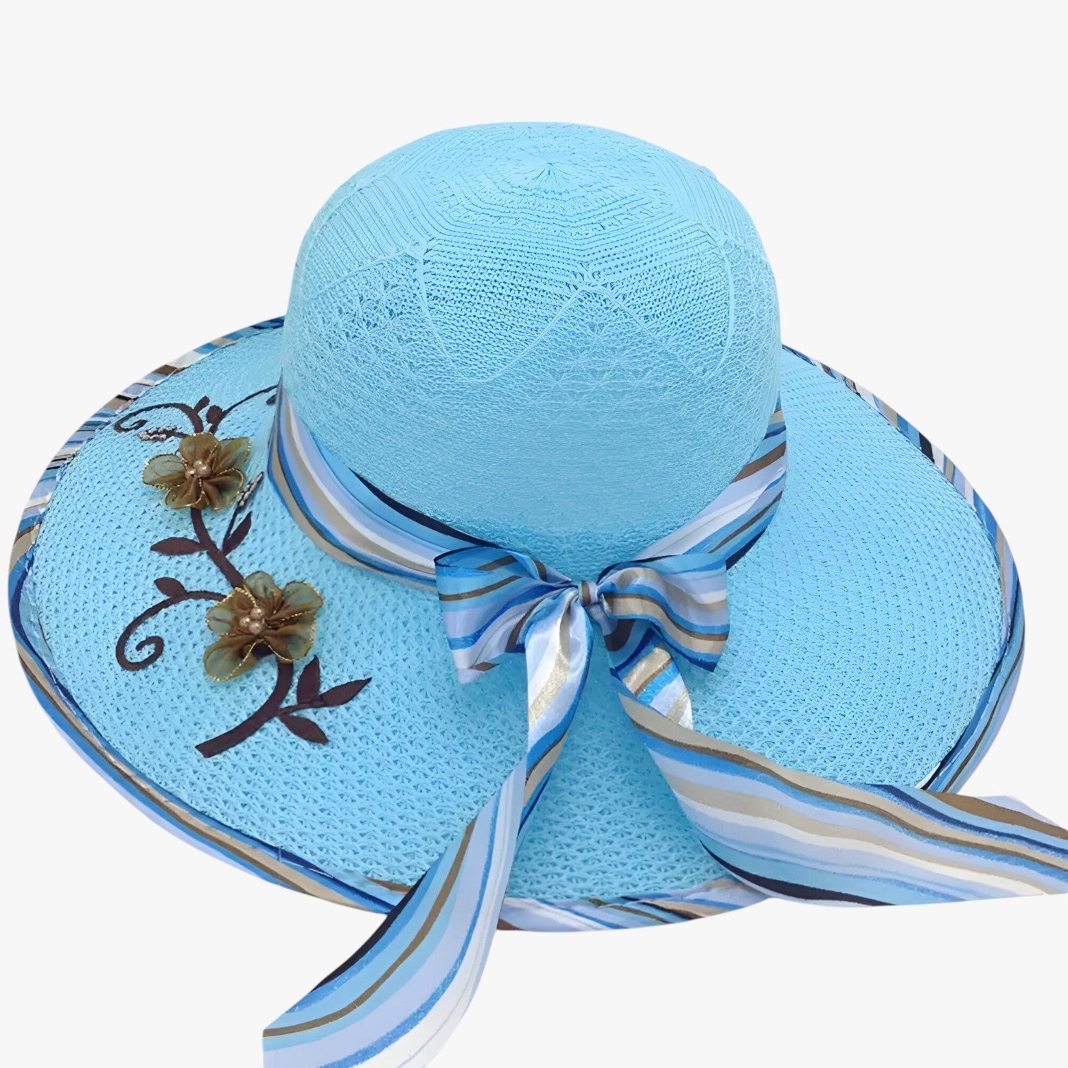 Nadia | Sommerhat med stor skygge – Moderigtig, sammenfoldelig og UV-beskyttende - Blå - women's fashion - {{ product_tags }