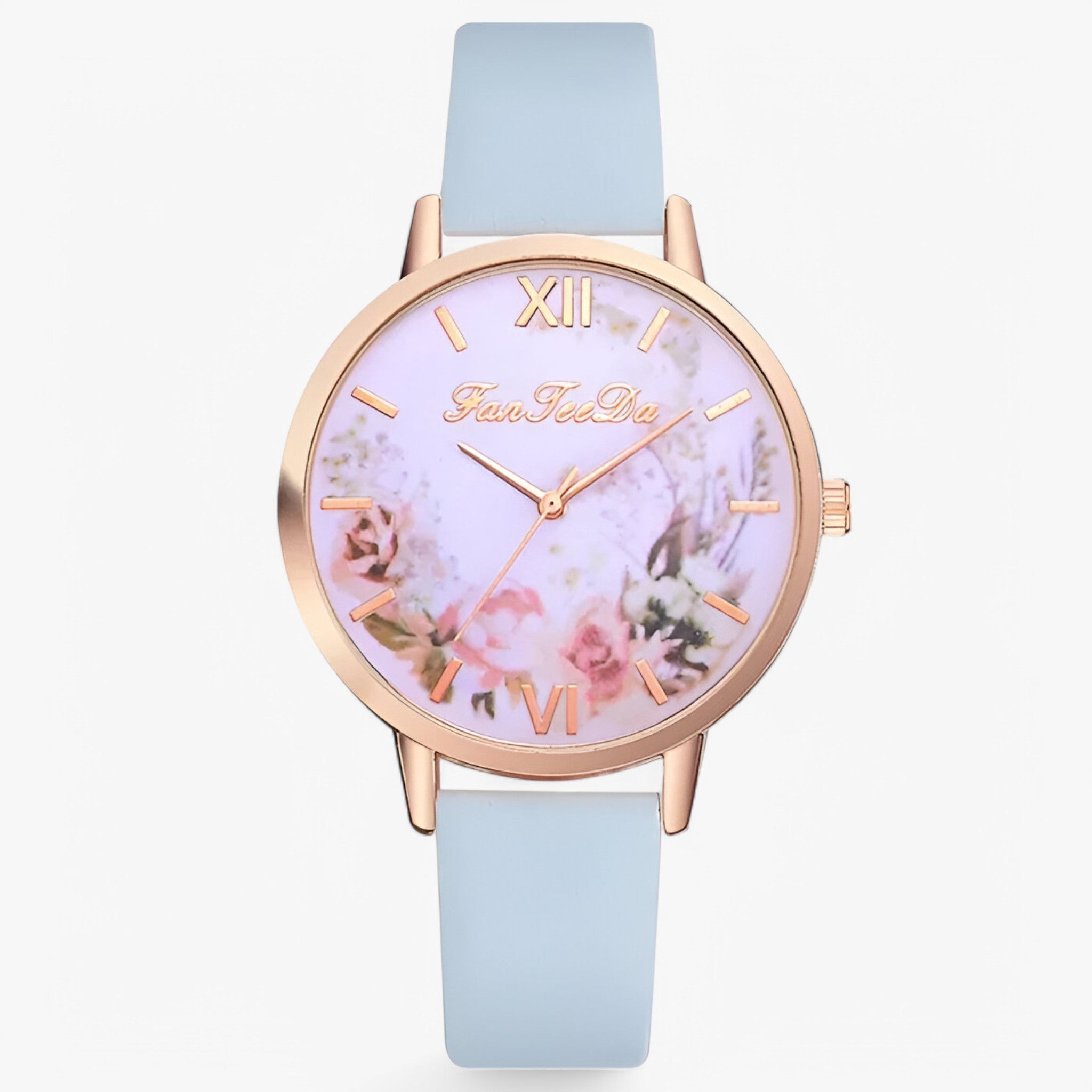 Ashley | Dameur med læderrem og enkelt, moderne design - Himmelblå - Ashley | Dameur med læderrem og enkelt, moderne design - €25 - {{ product_tags }