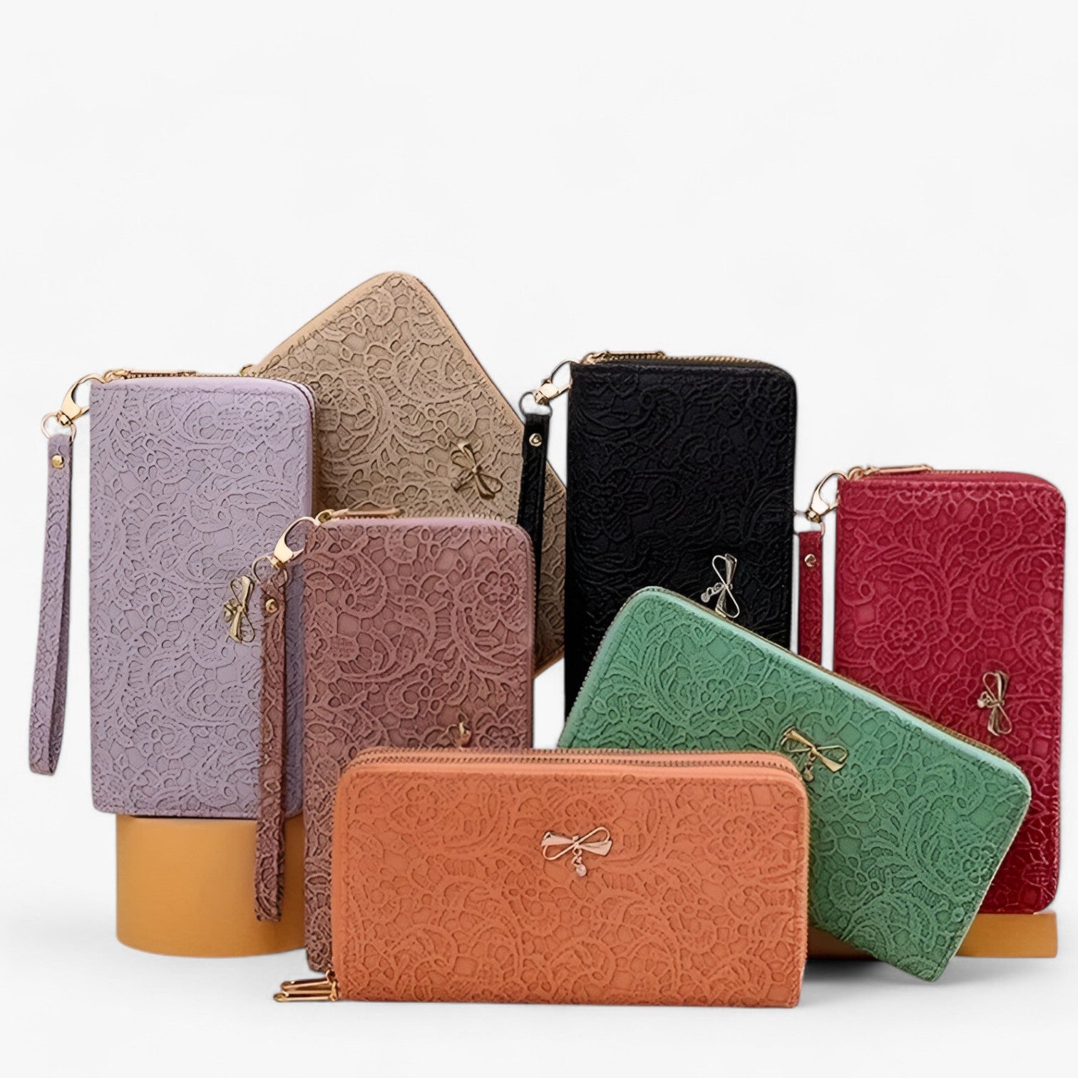 Marian | Retro Brieftaske – Elegant og Rummelig med Blonderelief - - bags - {{ product_tags }