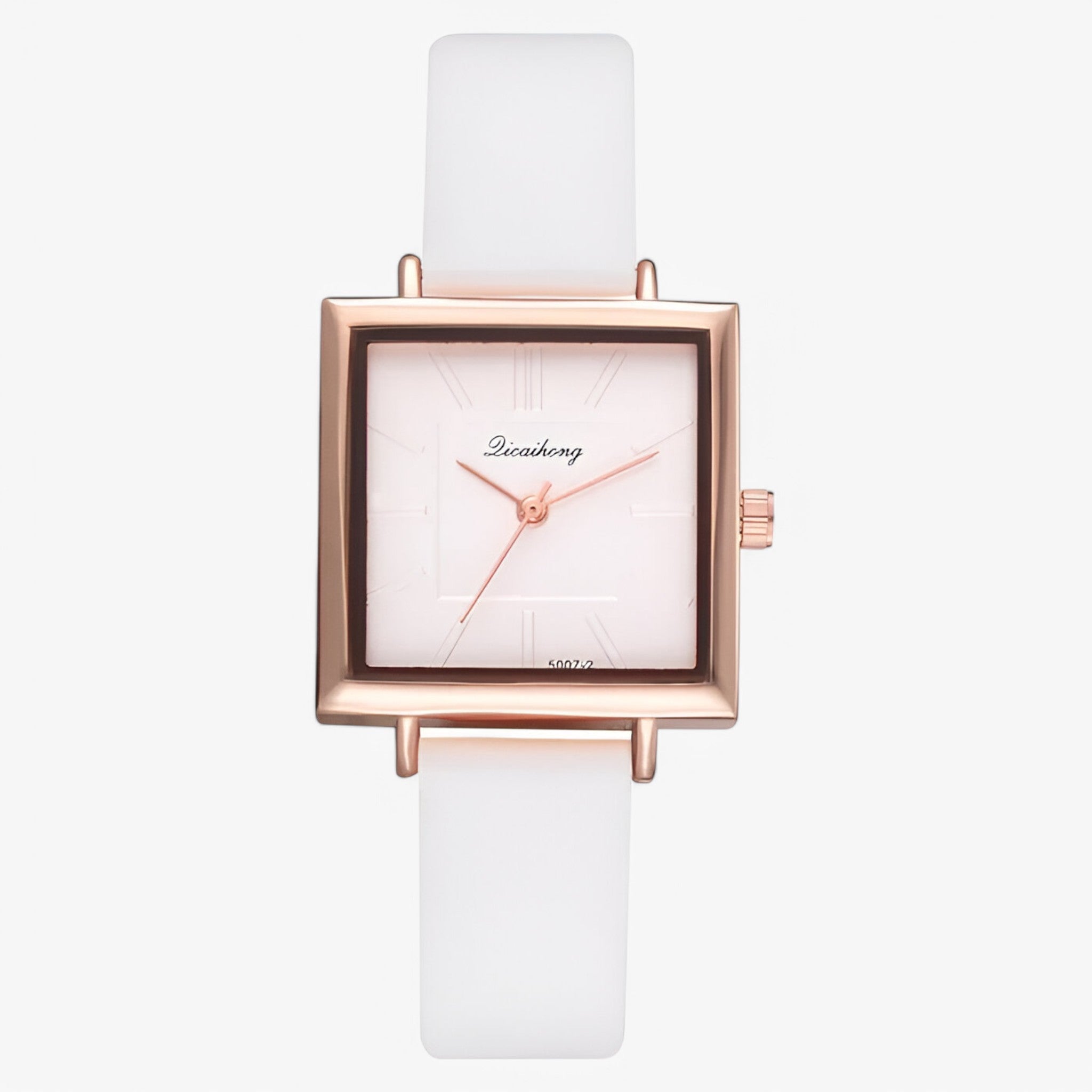 Belle | Rose guld dameur med læderrem og quartz urværk - Hvid - watches - {{ product_tags }