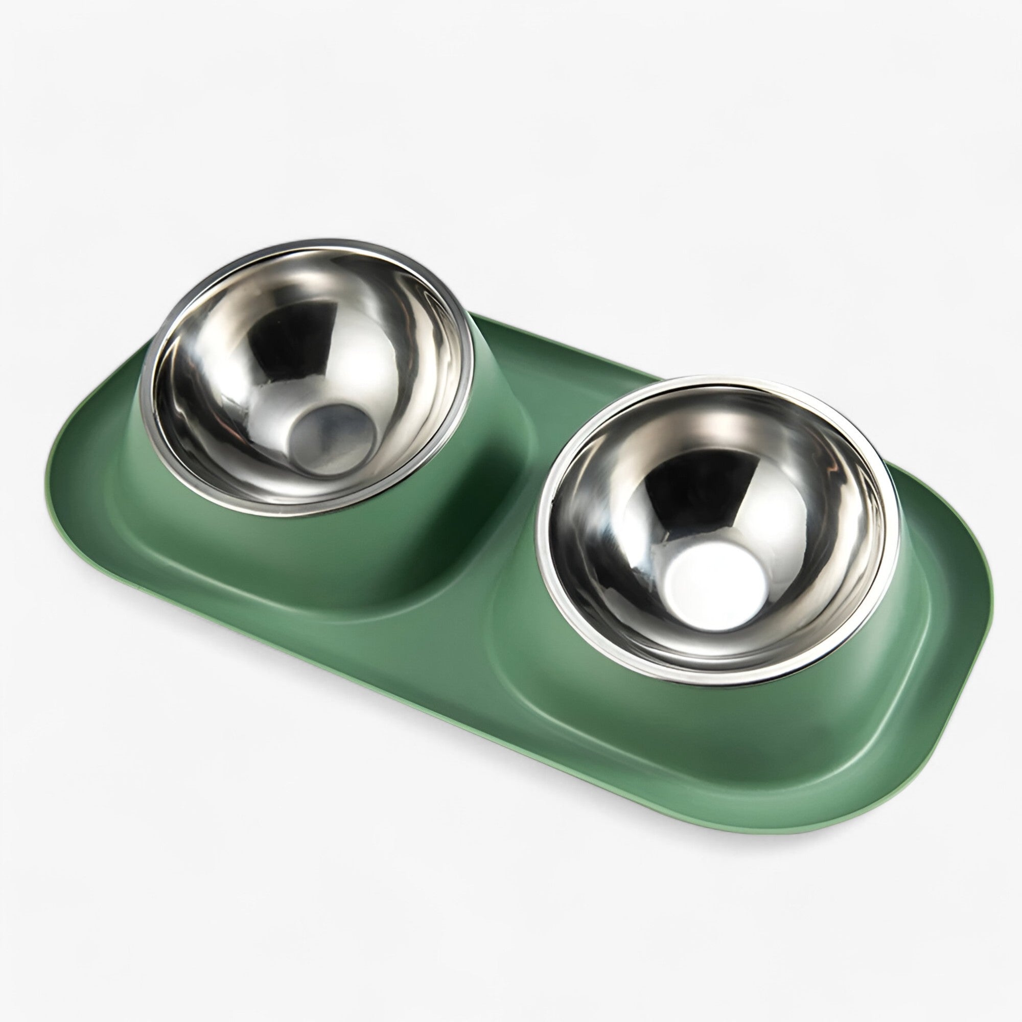 Mattie | Dobbelt skål i rustfrit stål – Antiskrid og venlig mod nakken - Grøn - other - {{ product_tags }