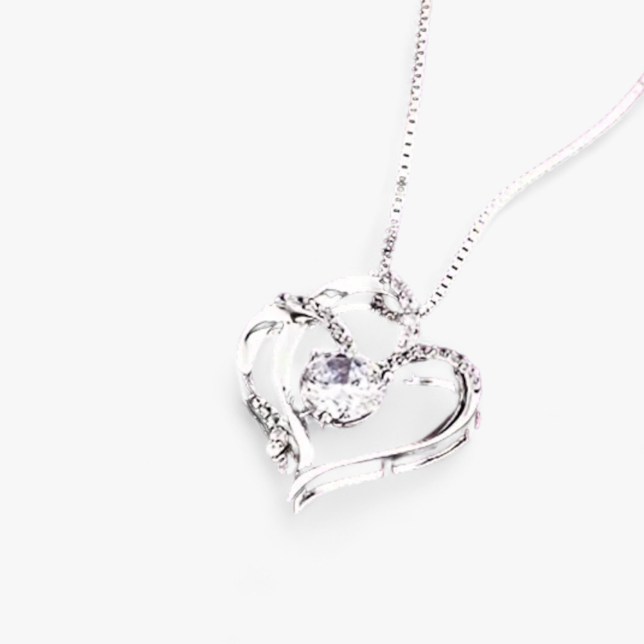 AMORE | Elegant hjerteformet zirkonia-halskæde med luksuriøs ros-gaveæske - - women's fashion - {{ product_tags }