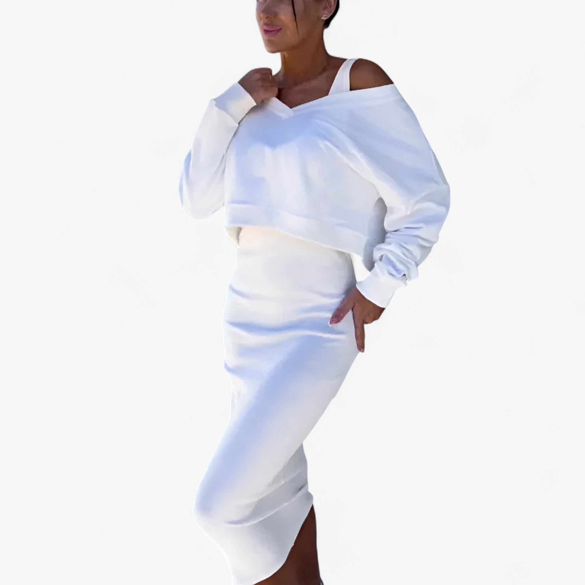 Lea | Sweater og kjole sæt – Behageligt og sexet - Elfenben - women's fashion - {{ product_tags }