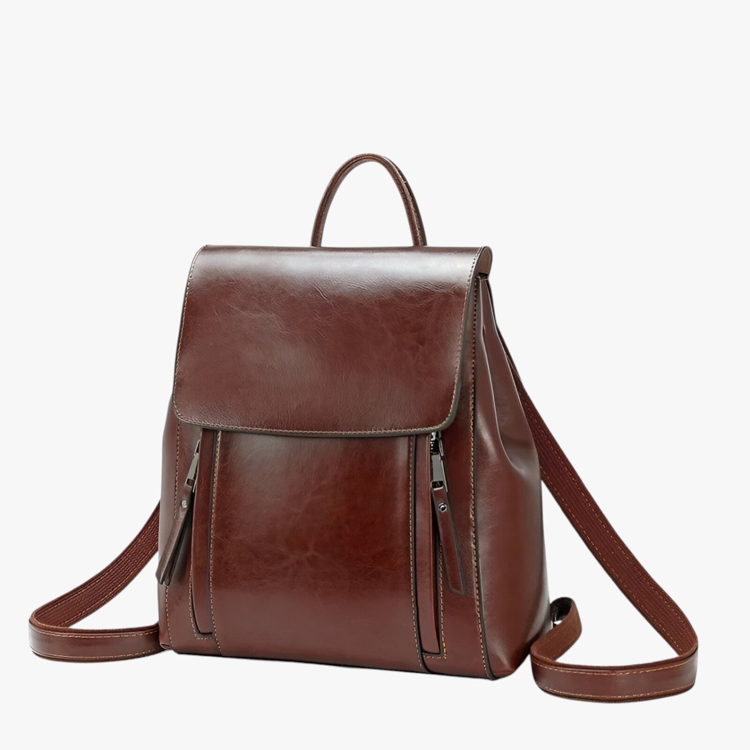 Rylee | Elegant Læderrygsæk til Skole og Arbejde - Kaffe 31*28*9cm - bags - {{ product_tags }