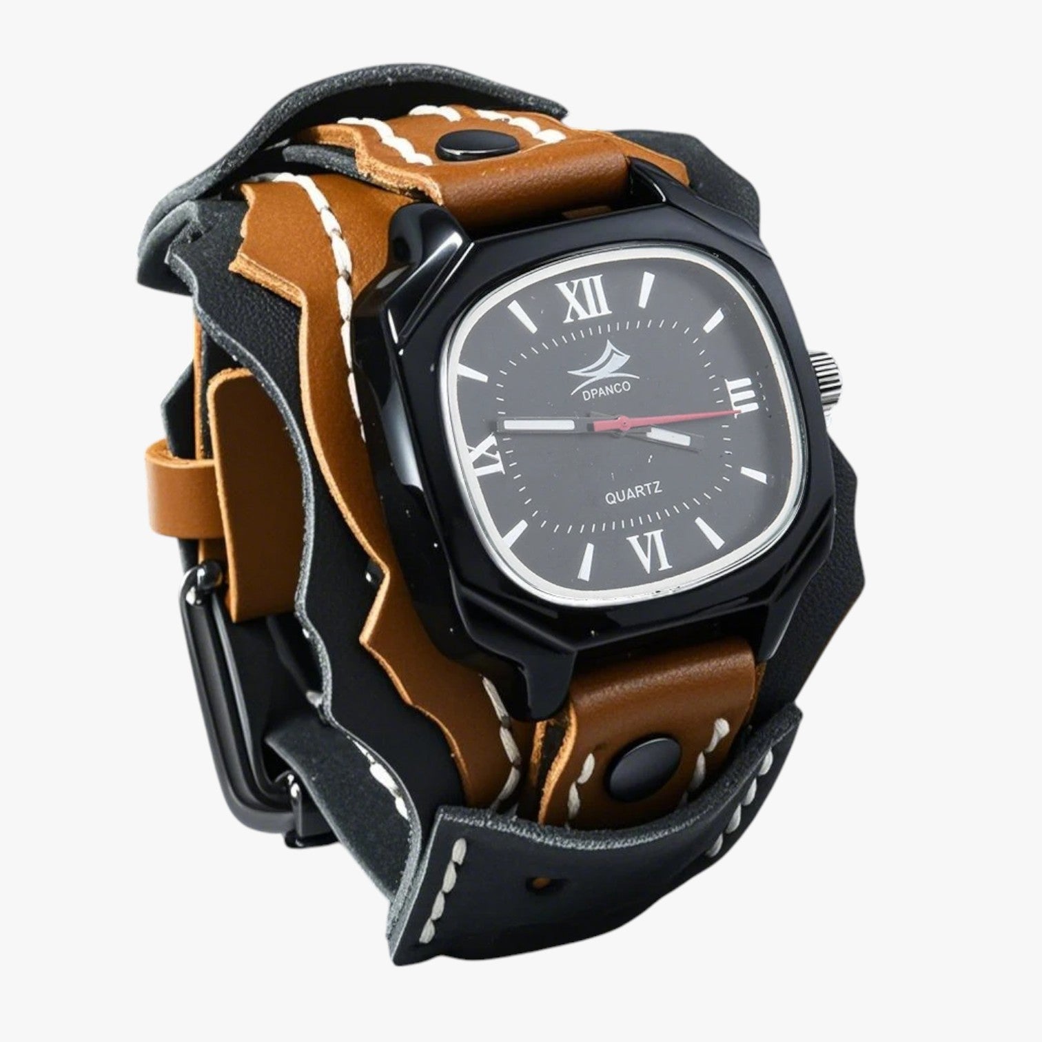 Alden | Stor herreur med stort kvadratisk ur og ægte læderrem - - watches - {{ product_tags }