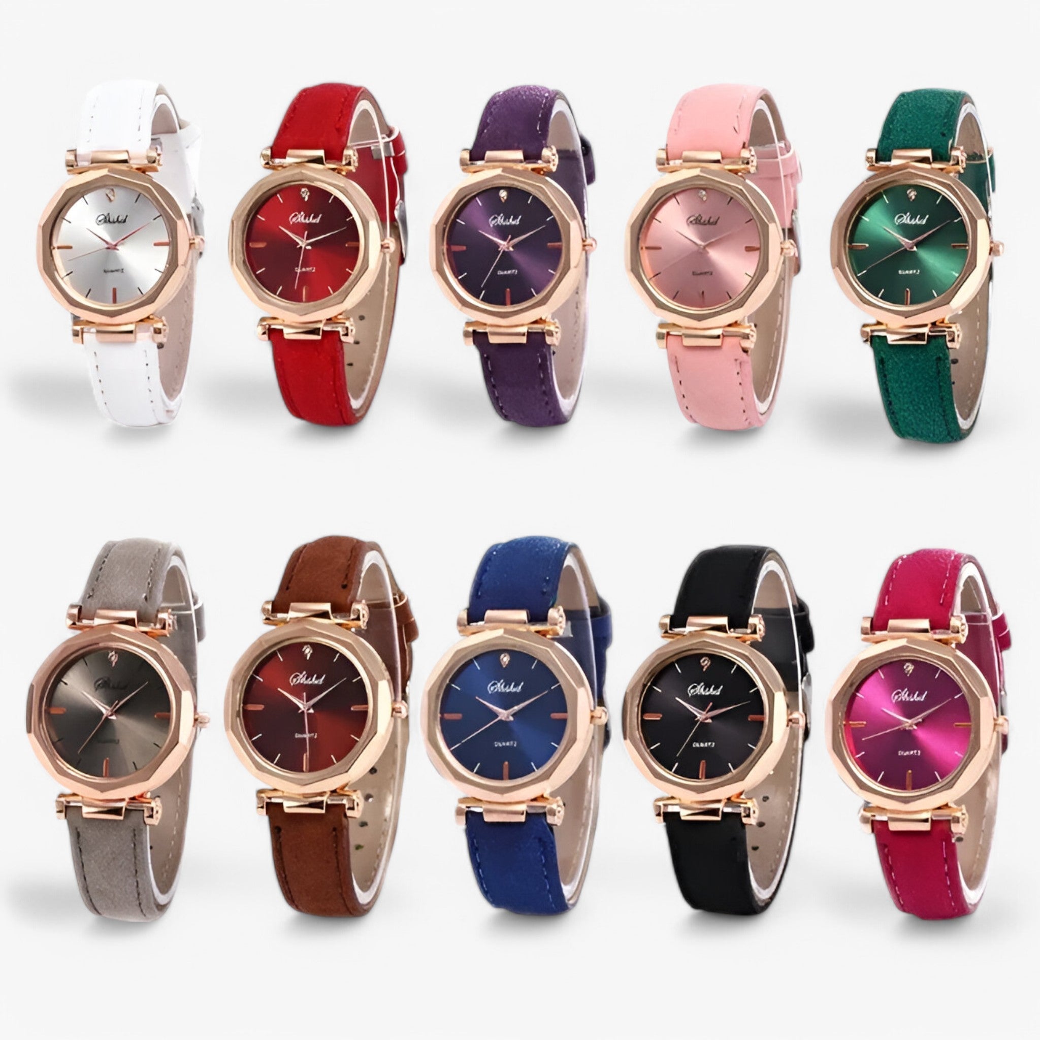 Aria | Læder dameur med krystaller og quartz urværk - - watches - {{ product_tags }