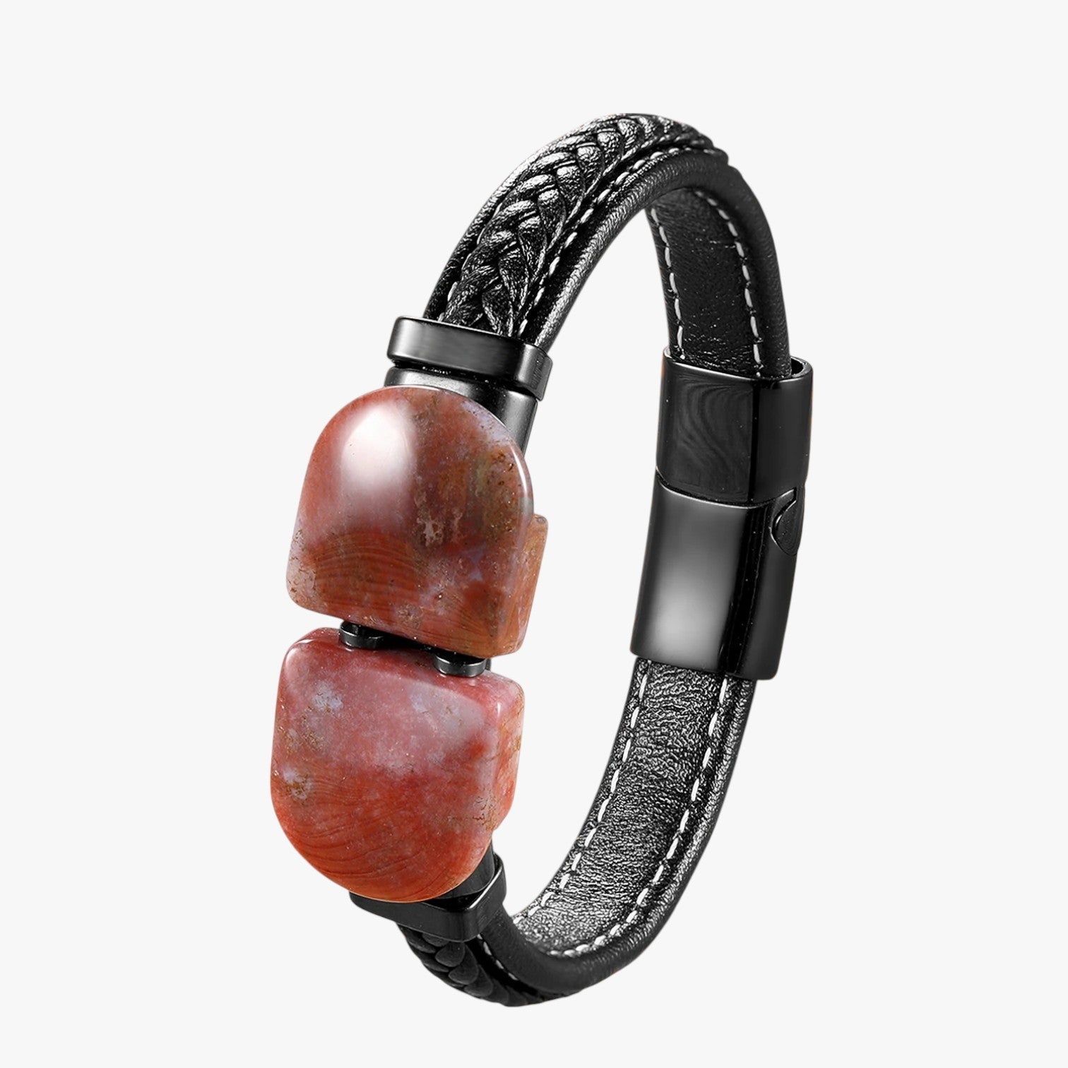 Charlie | Herrearmbånd i Natursten og Læder Gave Elegant 2025 - Sten-C - Charlie | Herrearmbånd i Natursten og Læder Gave Elegant 2025 - €25 - {{ product_tags }