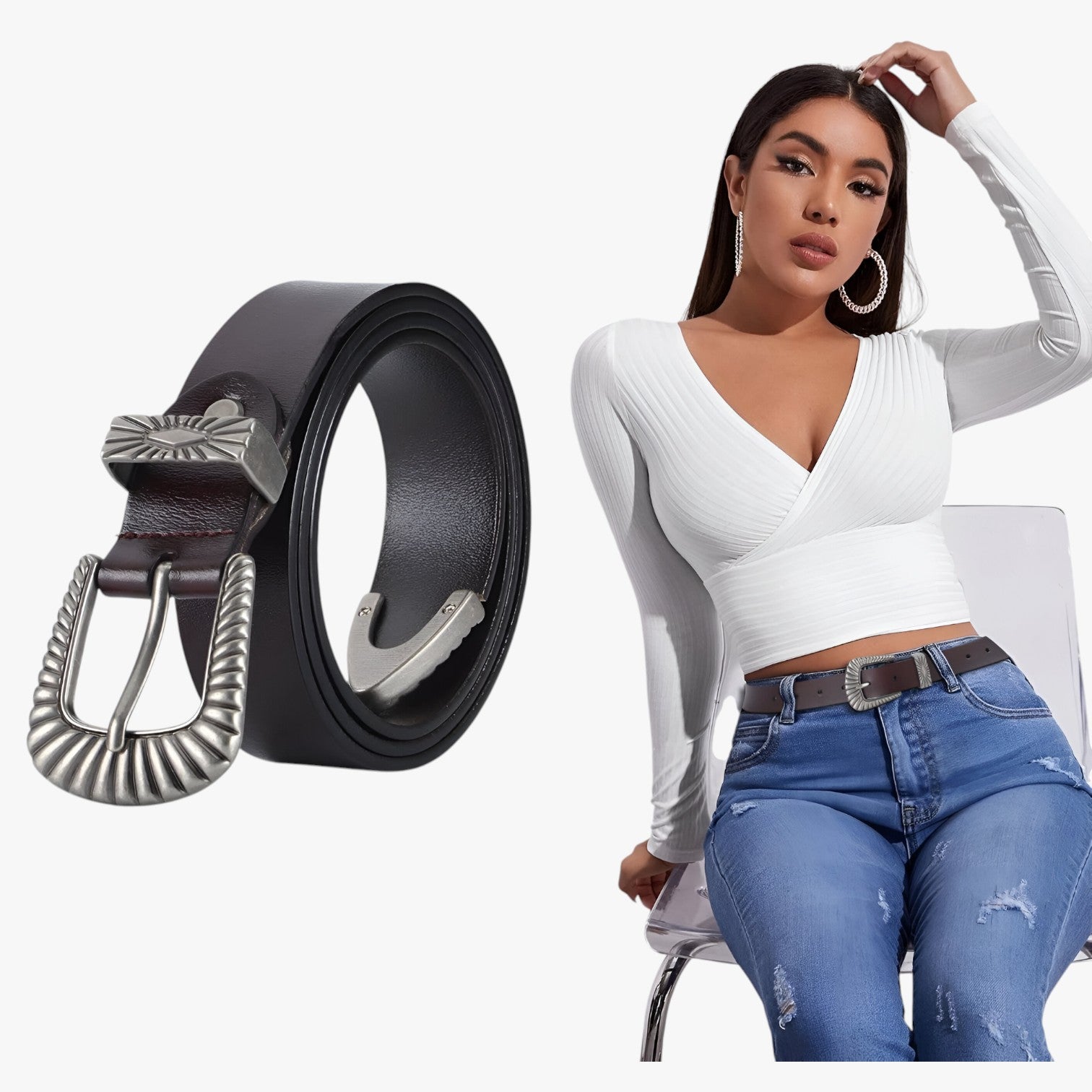 Veronica | Western læderbælte til jeans - - men's fashion - {{ product_tags }