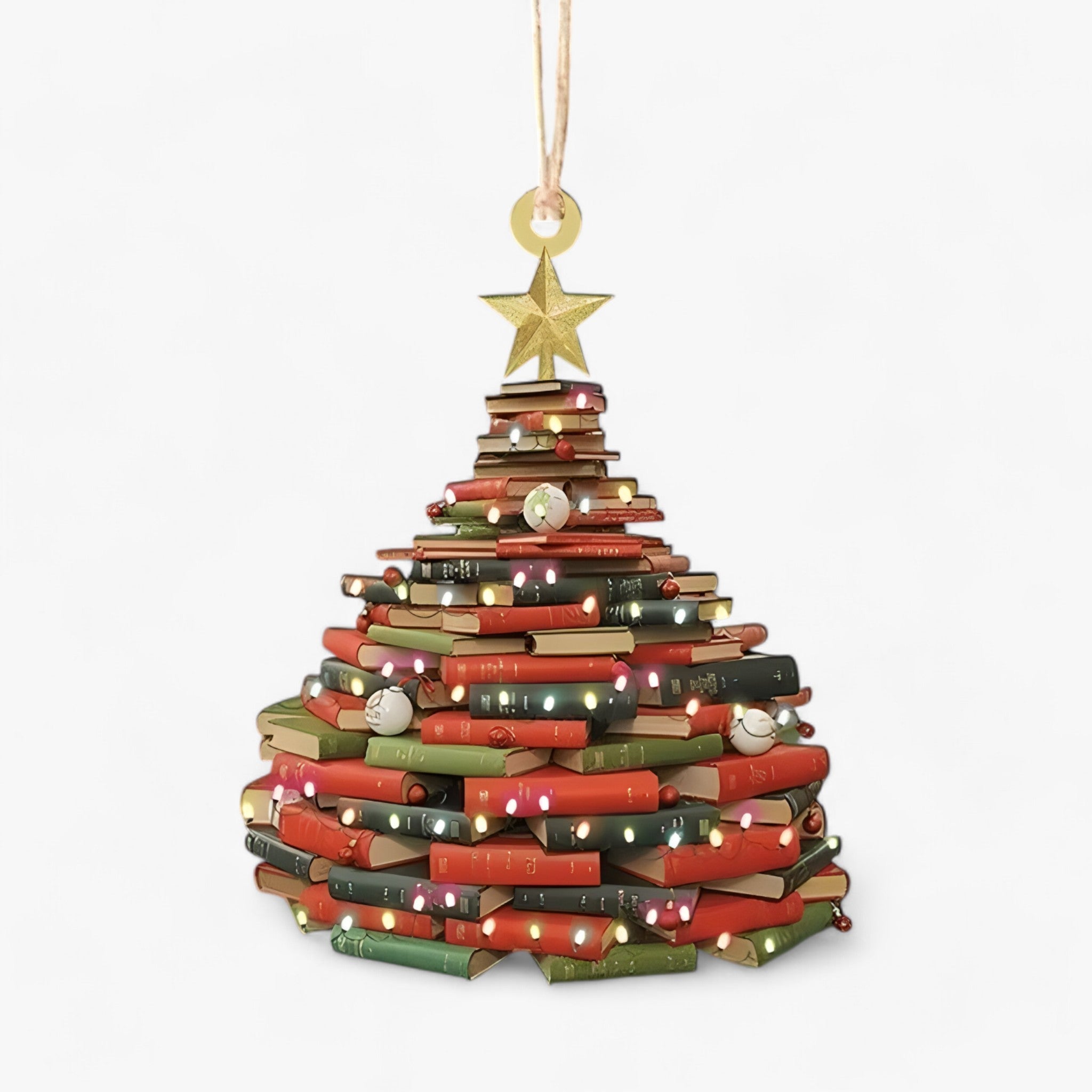 Bøgerelsker | Pendellampe Bøger i flad 2D-akryl - Kreativ juledekoration til hjemmet og vinduet - Stil 9 - christmas - {{ product_tags }