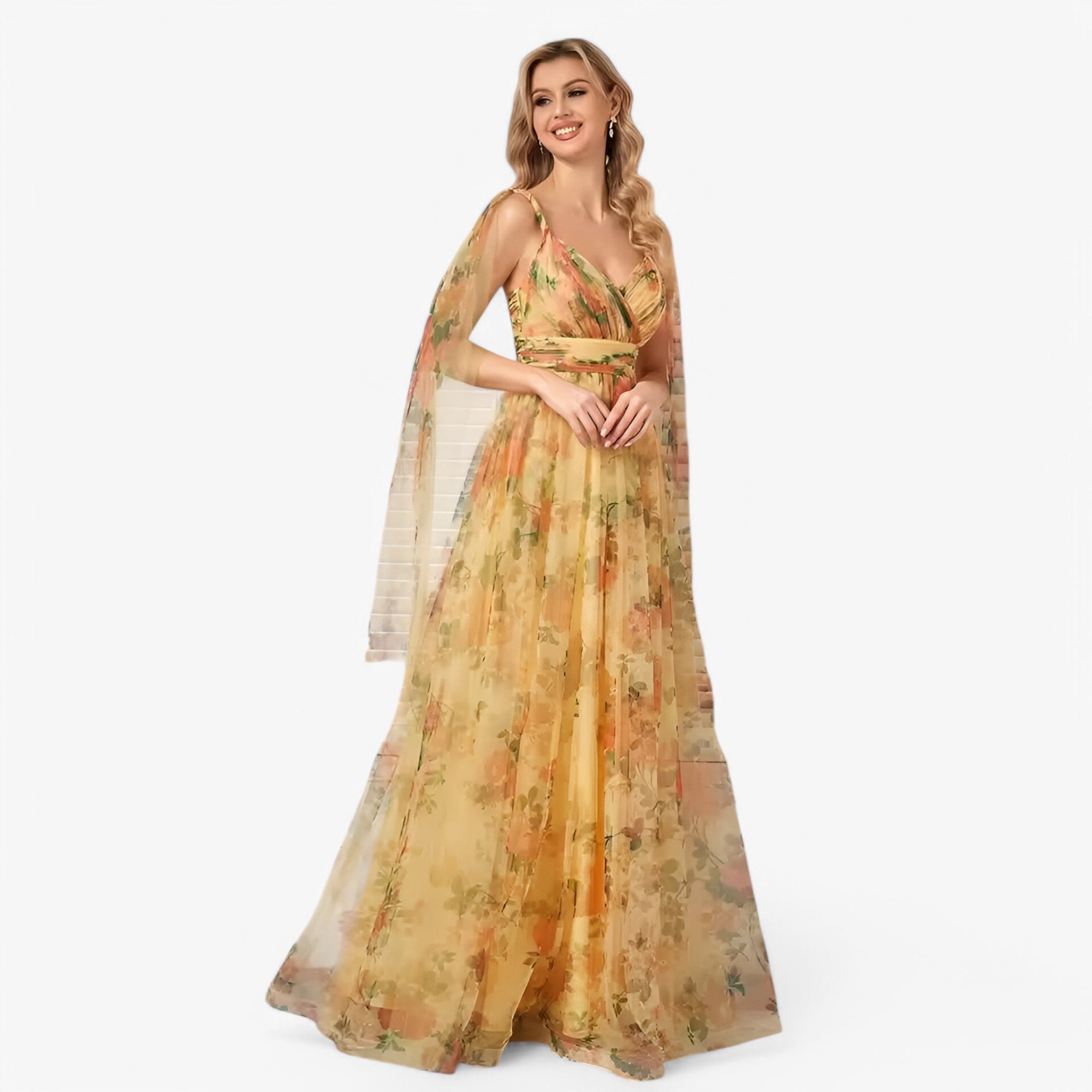 Valentina | Chiffon V-hals aftenkjole - - women's fashion - {{ product_tags }