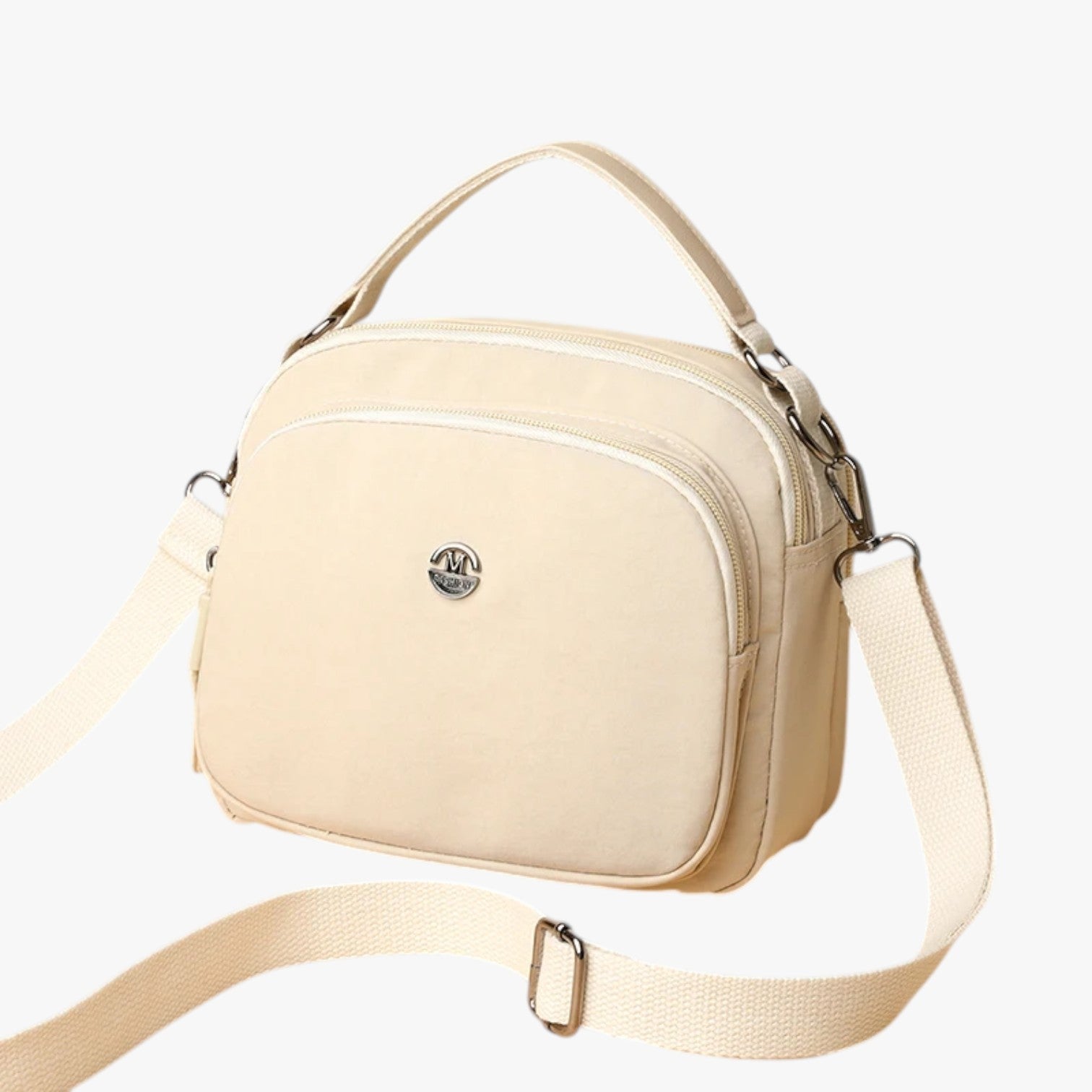 Claire | Letvægt, holdbar og kompakt nylon skuldertaske - Beige (20cm< Maksimal Længde <30cm) - Claire | Letvægt, holdbar og kompakt nylon skuldertaske - €25 - {{ product_tags }